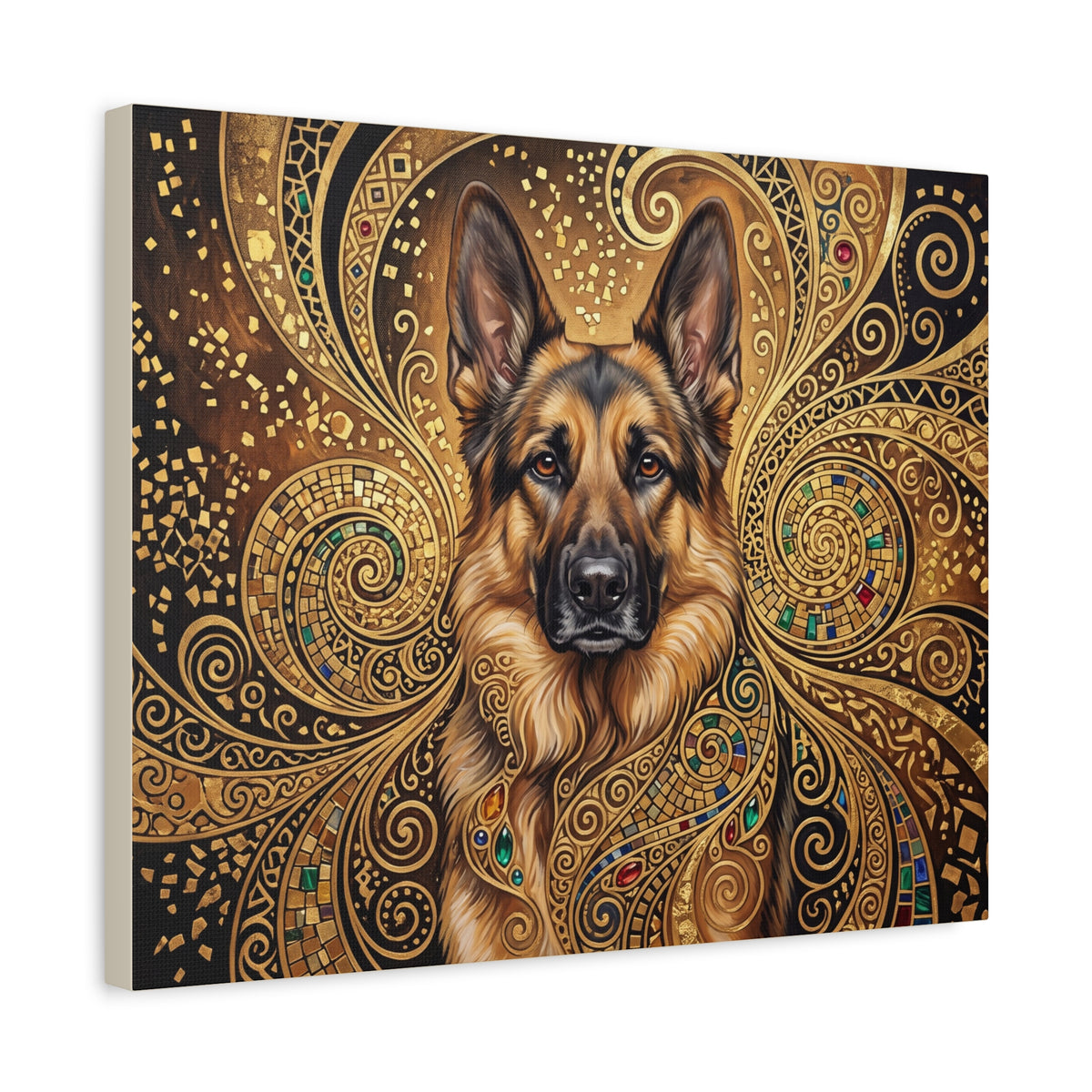 German Shepherd Canvas | Gilded Gold Swirl Wall Art
