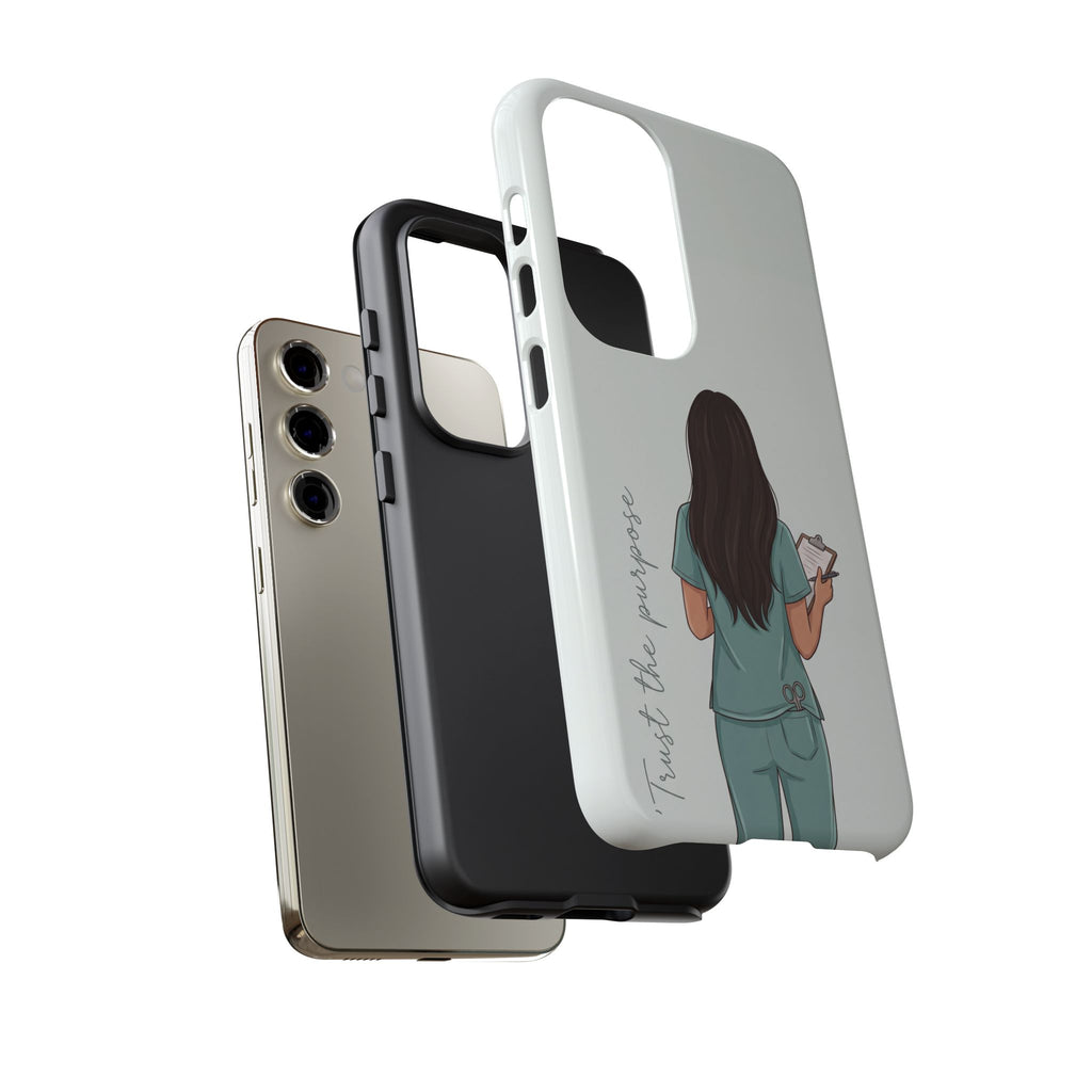 "Trust the Purpose" Nurse Phone Case | Illustrated Nurse in Scrubs Design | iPhone & Samsung