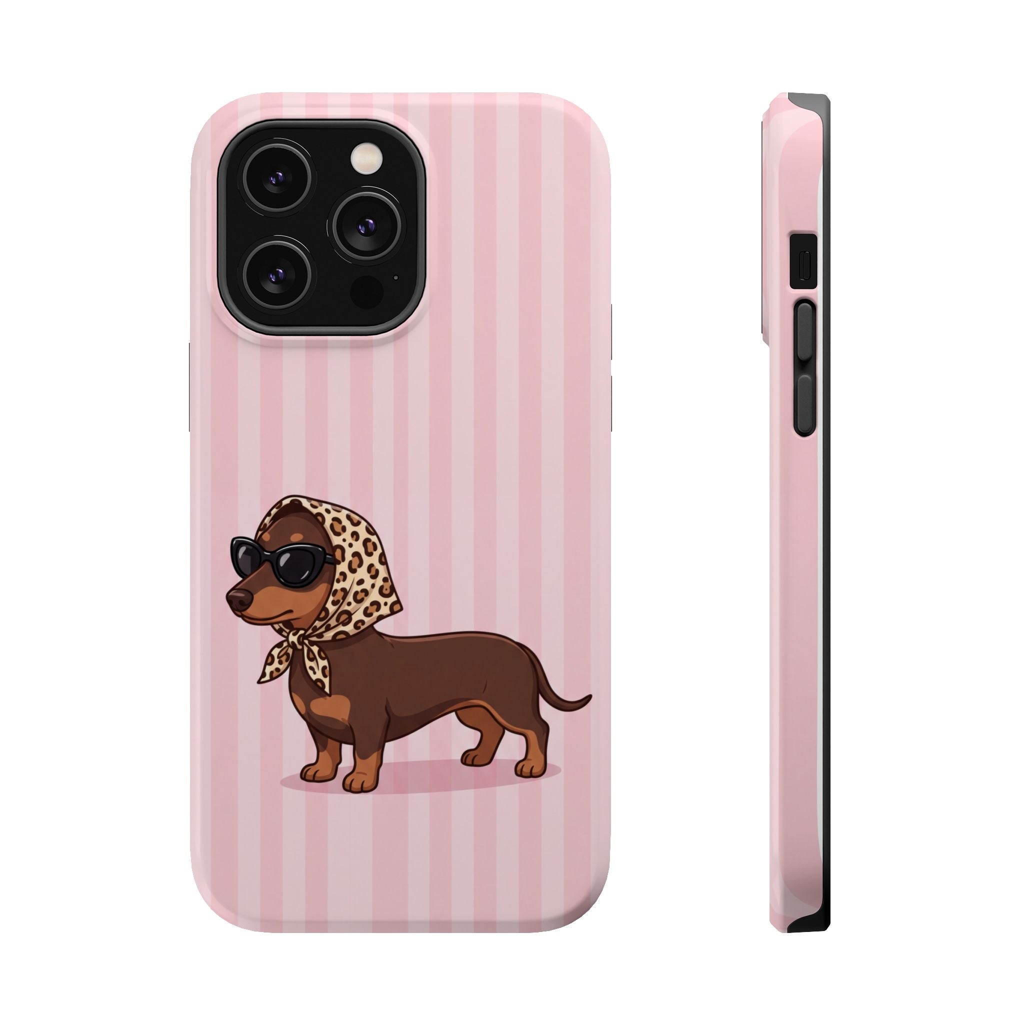 Preppy Dachshund Phone Case — Impact-Resistant Wireless Charging Cover