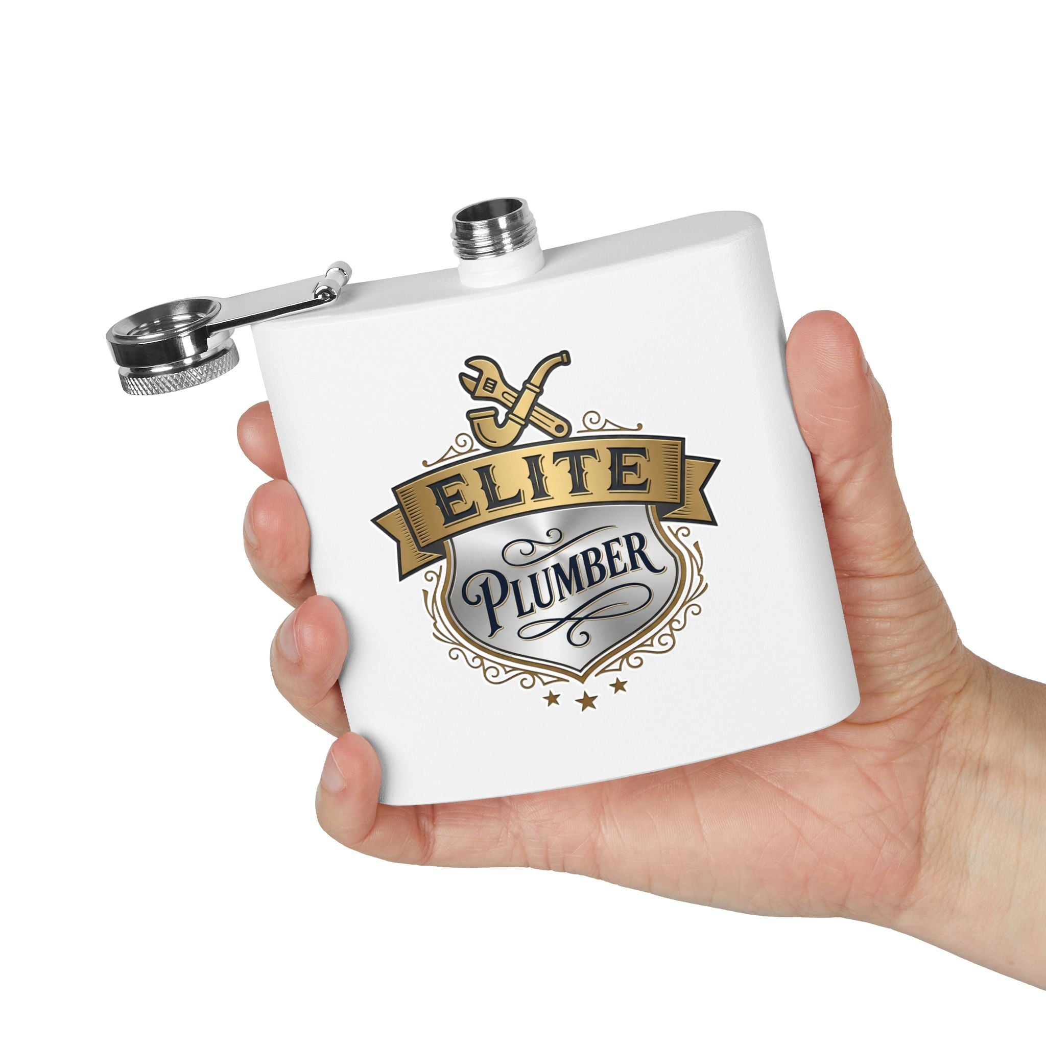 Flask — "Elite Plumber" 6oz Stainless Steel Hip Flask