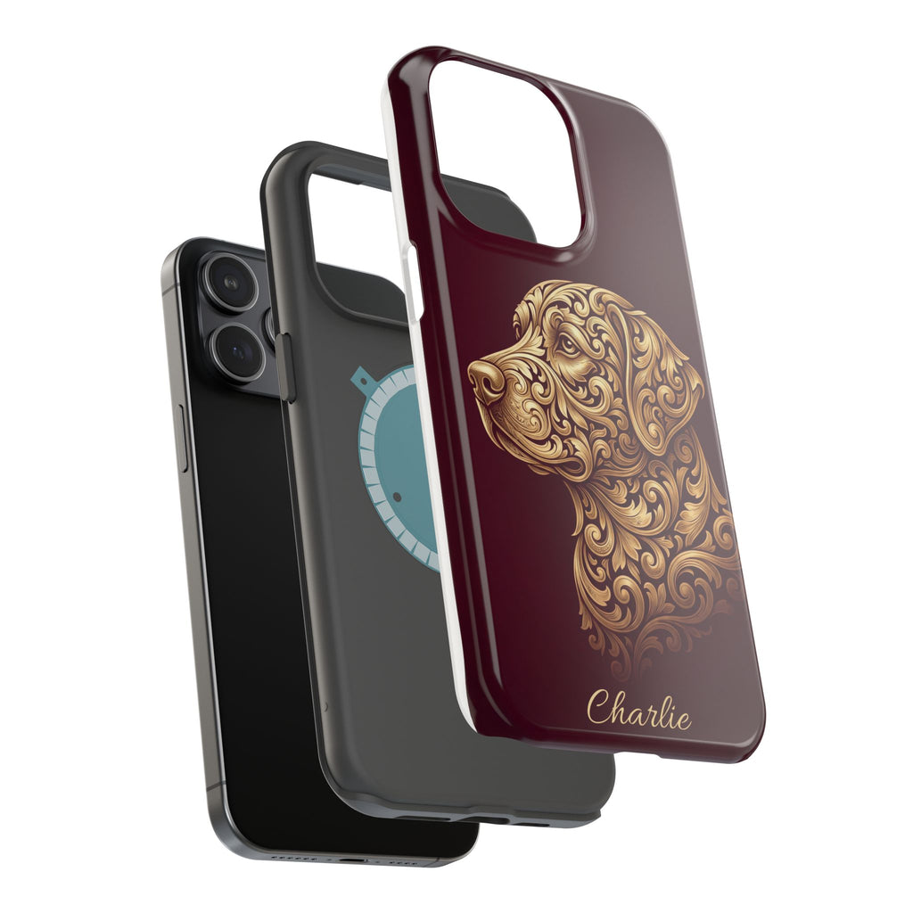 Personalized Gold Filigree Labrador Phone Case — Tough Magnetic Case with Wireless Charging