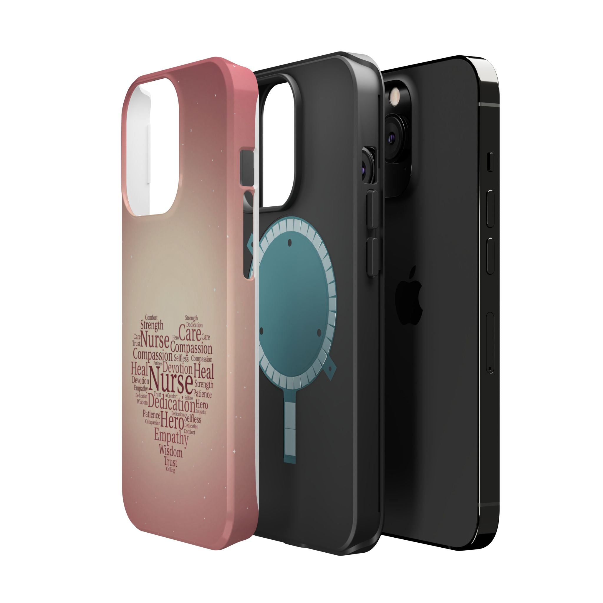 Nurse Heart Word Art Phone Case — Impact-Resistant Wireless Charging Cover