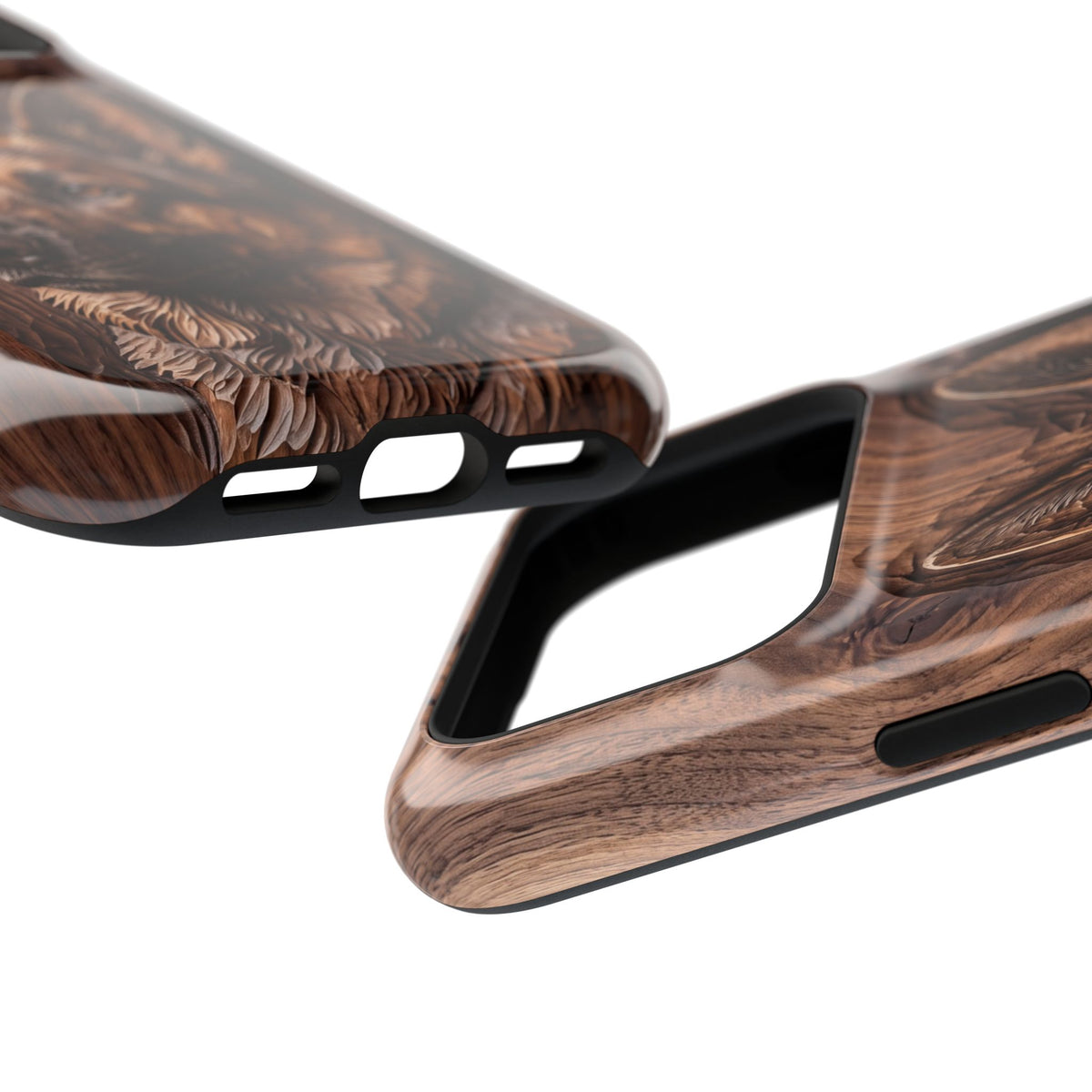 German Shepherd Phone Case | Carved Walnut Art — Tough Magnetic Case with Wireless Charging
