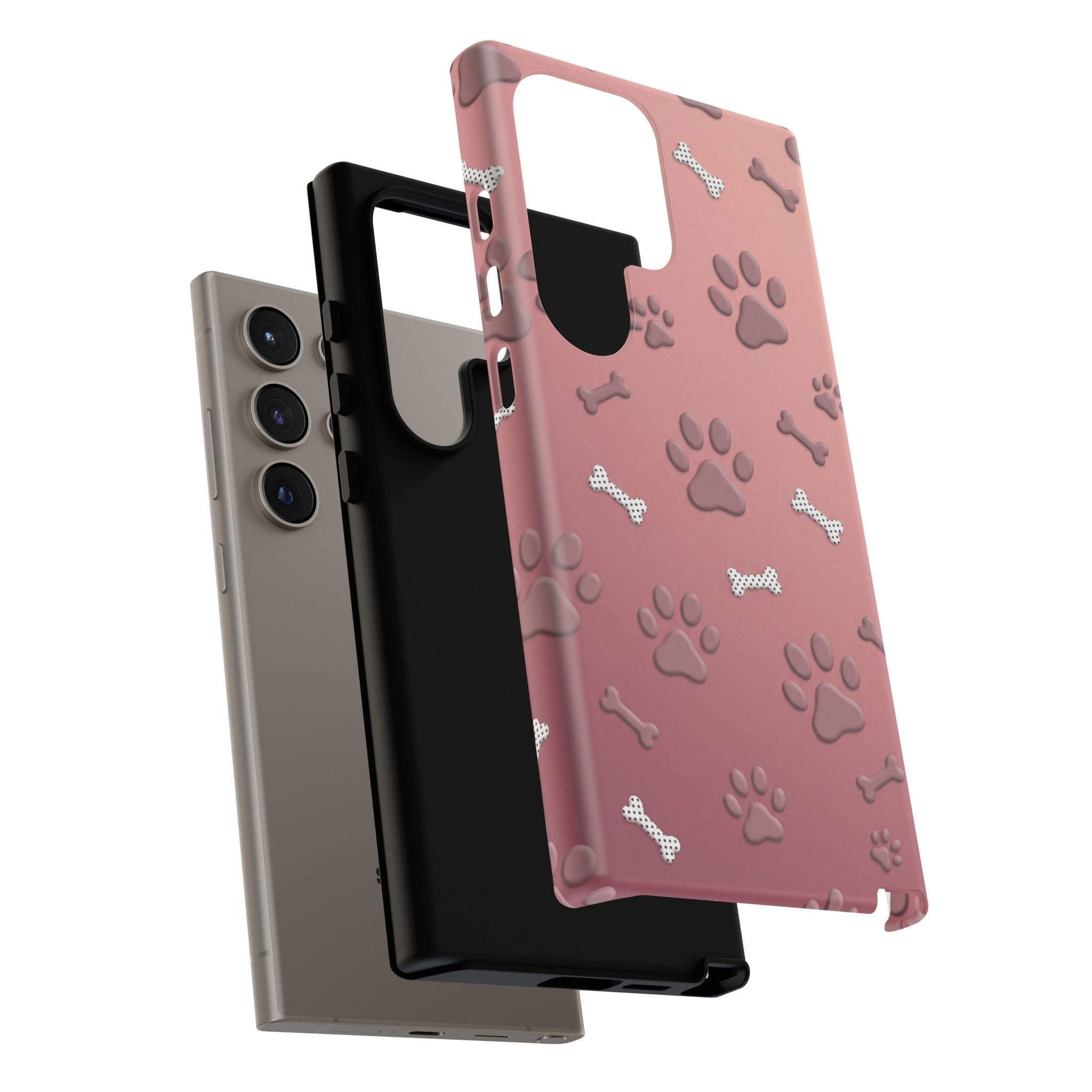 iPhone & Samsung Phone Case | Paw Print & Bone  | Dusty Rose Pattern Case for Frenchie Lovers