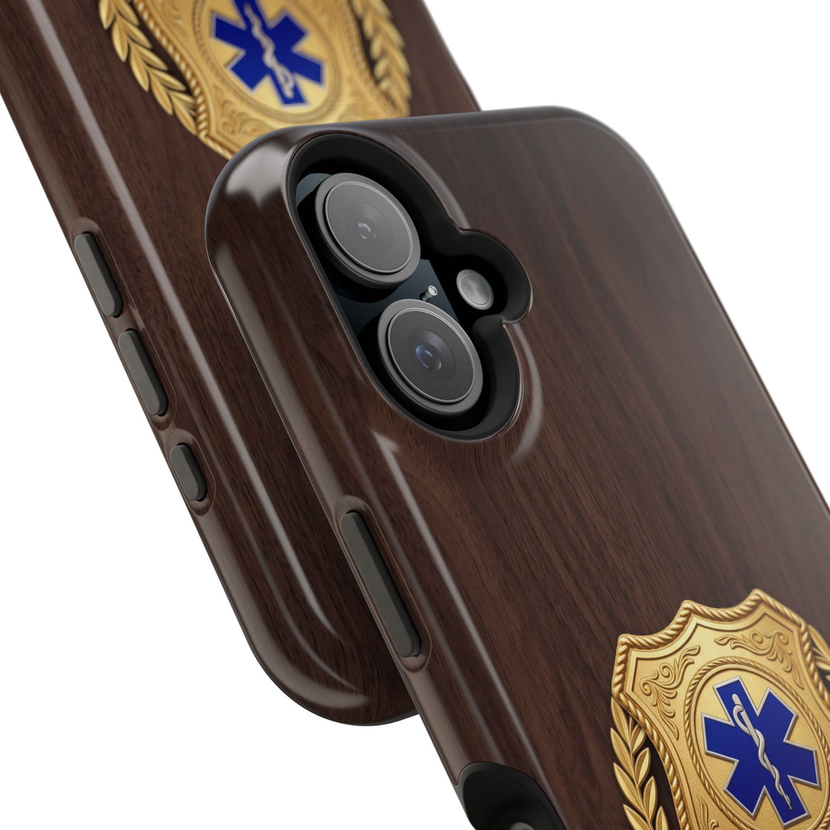 Gold EMS Laurel Badge Wood Phone Case — Magnetic Wireless Charging Cover