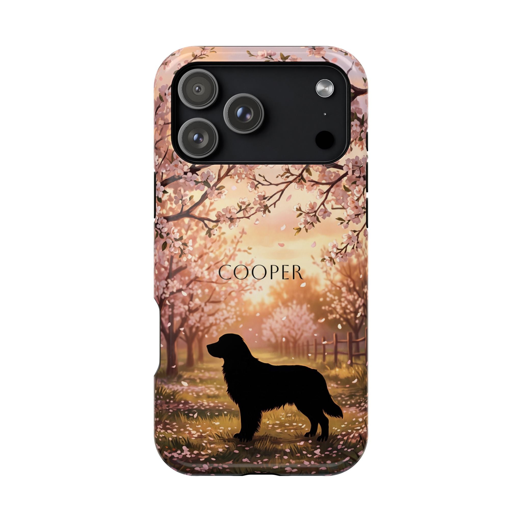 Personalized Golden Retriever Autumn Forest Phone Case — Wireless Charging Cover