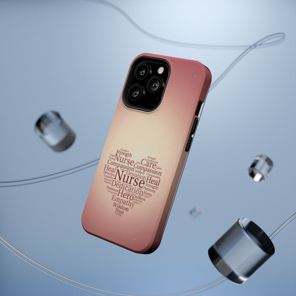 Nurse Heart Word Art Phone Case — Impact-Resistant Wireless Charging Cover