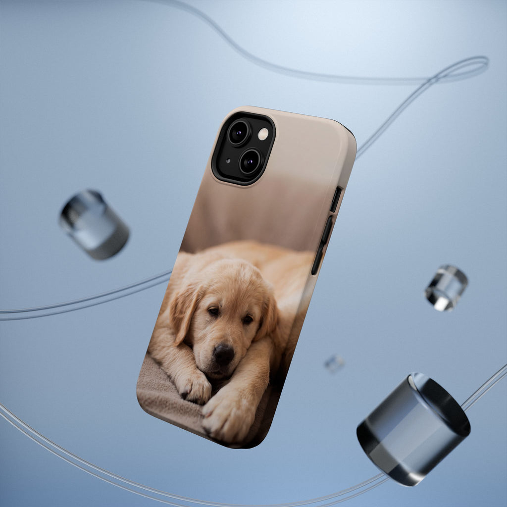 Golden Retriever Puppy Phone Case — Impact-Resistant Wireless Charging Cover
