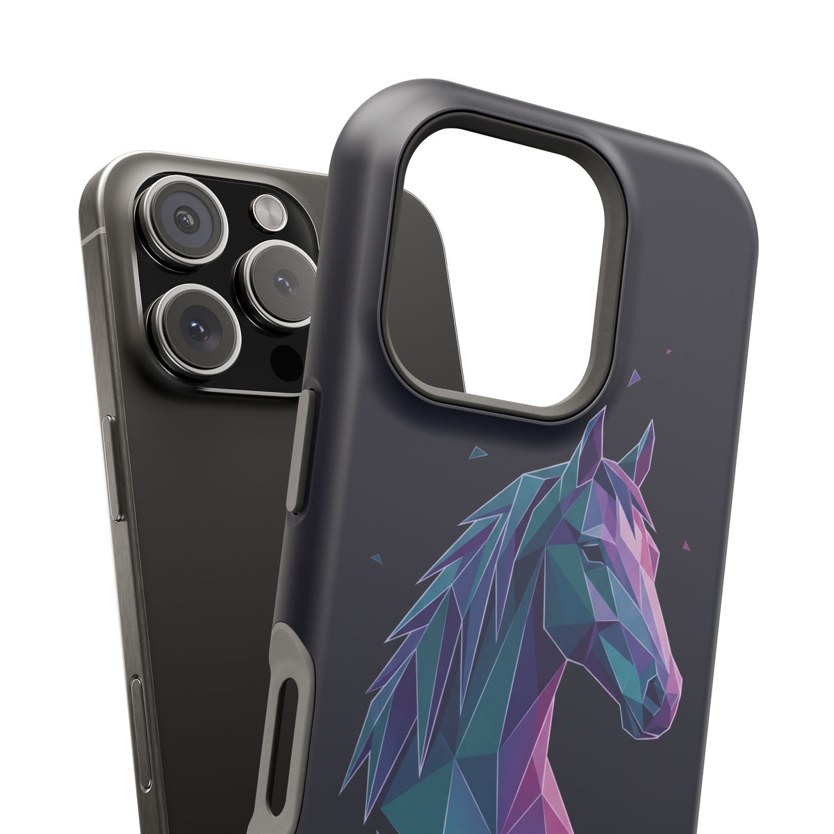 Personalized Geometric Horse Phone Case — Tough Magnetic Case with Wireless Charging
