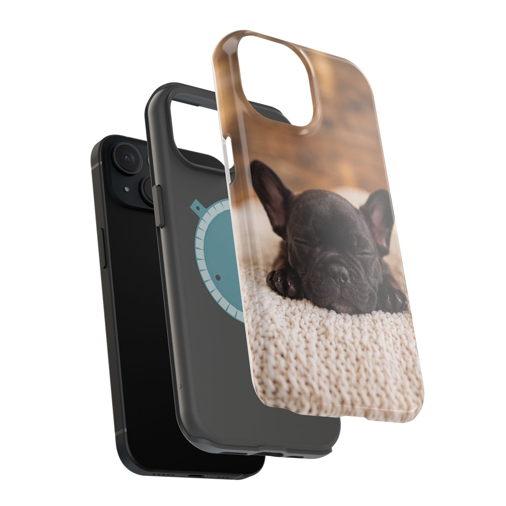 Sleepy French Bulldog Phone Case — Impact-Resistant Wireless Charging Cover