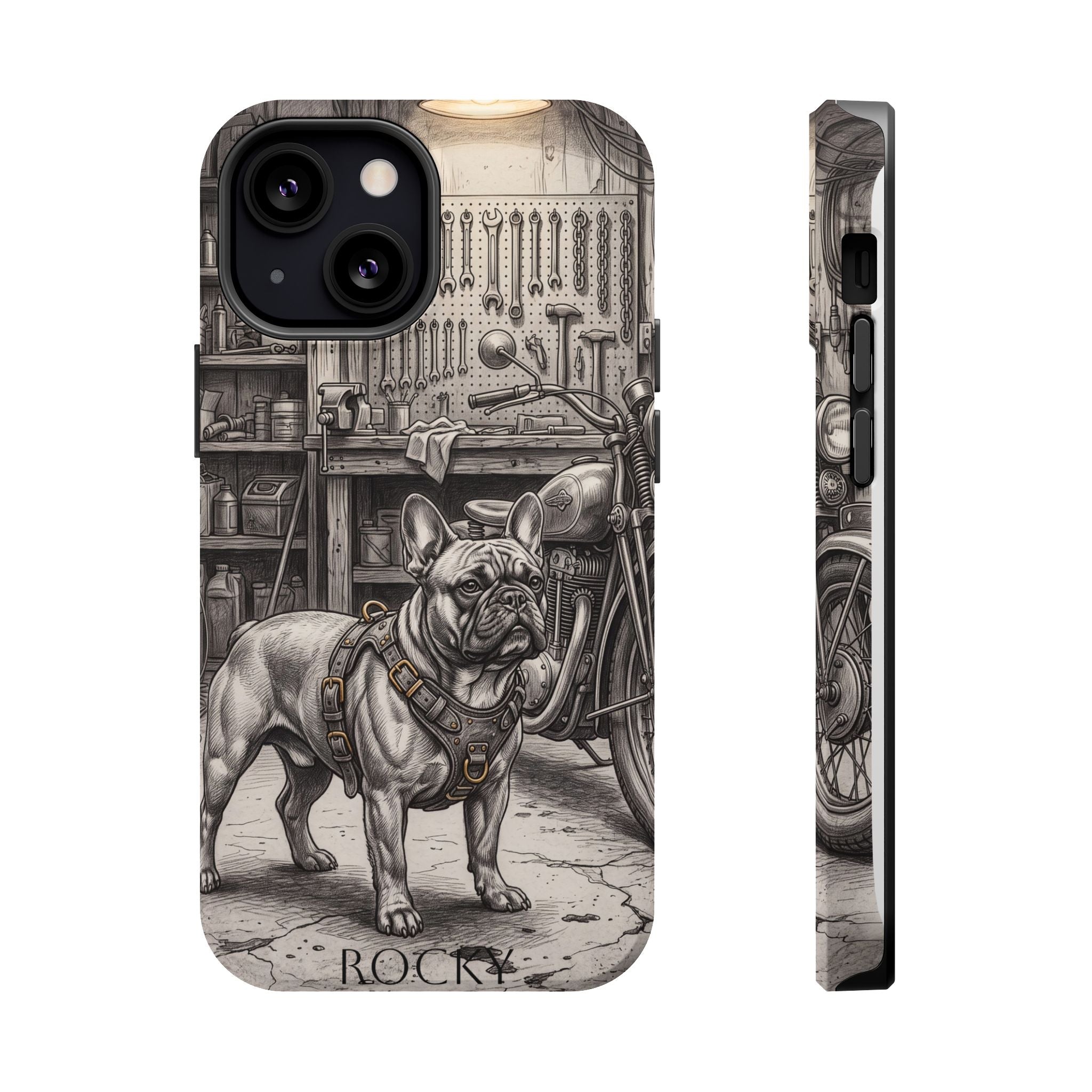Personalized French Bulldog Vintage Street Phone Case — Wireless Charging Cover