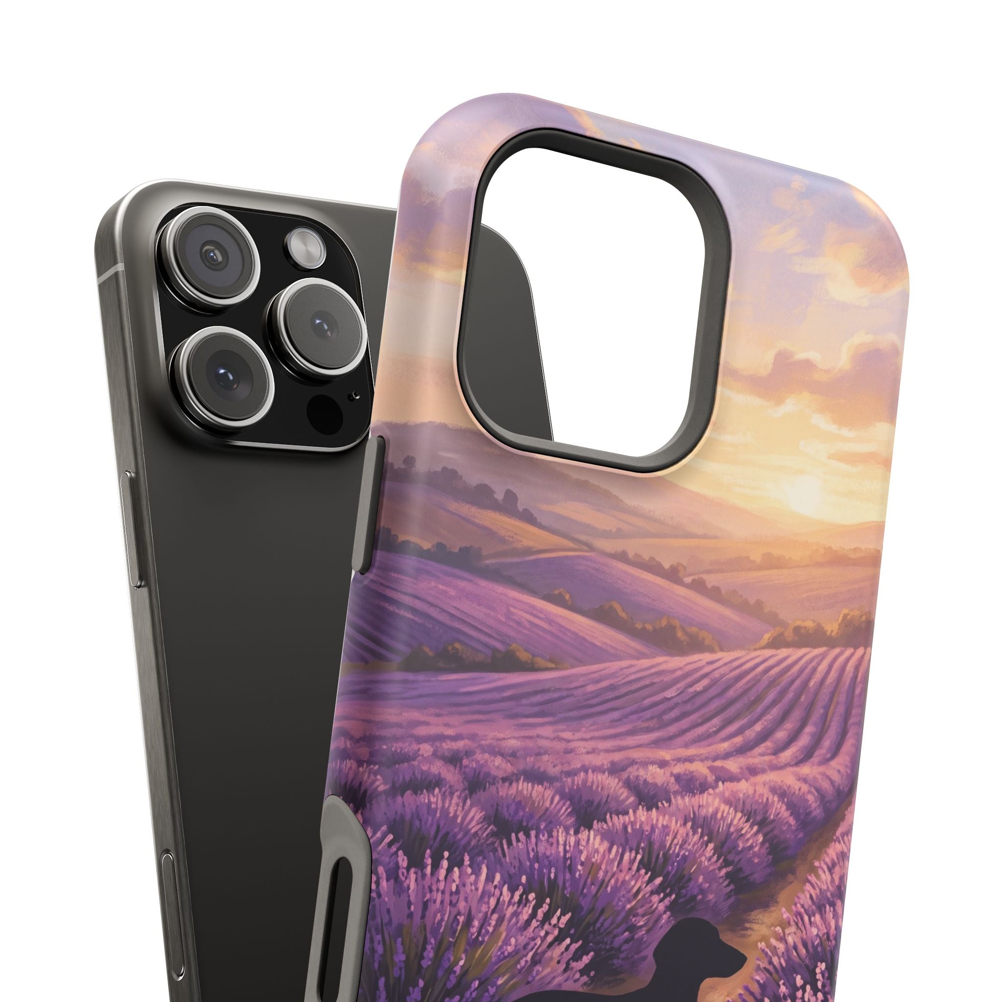 Personalized Dachshund Lavender Field Phone Case — Wireless Charging Cover