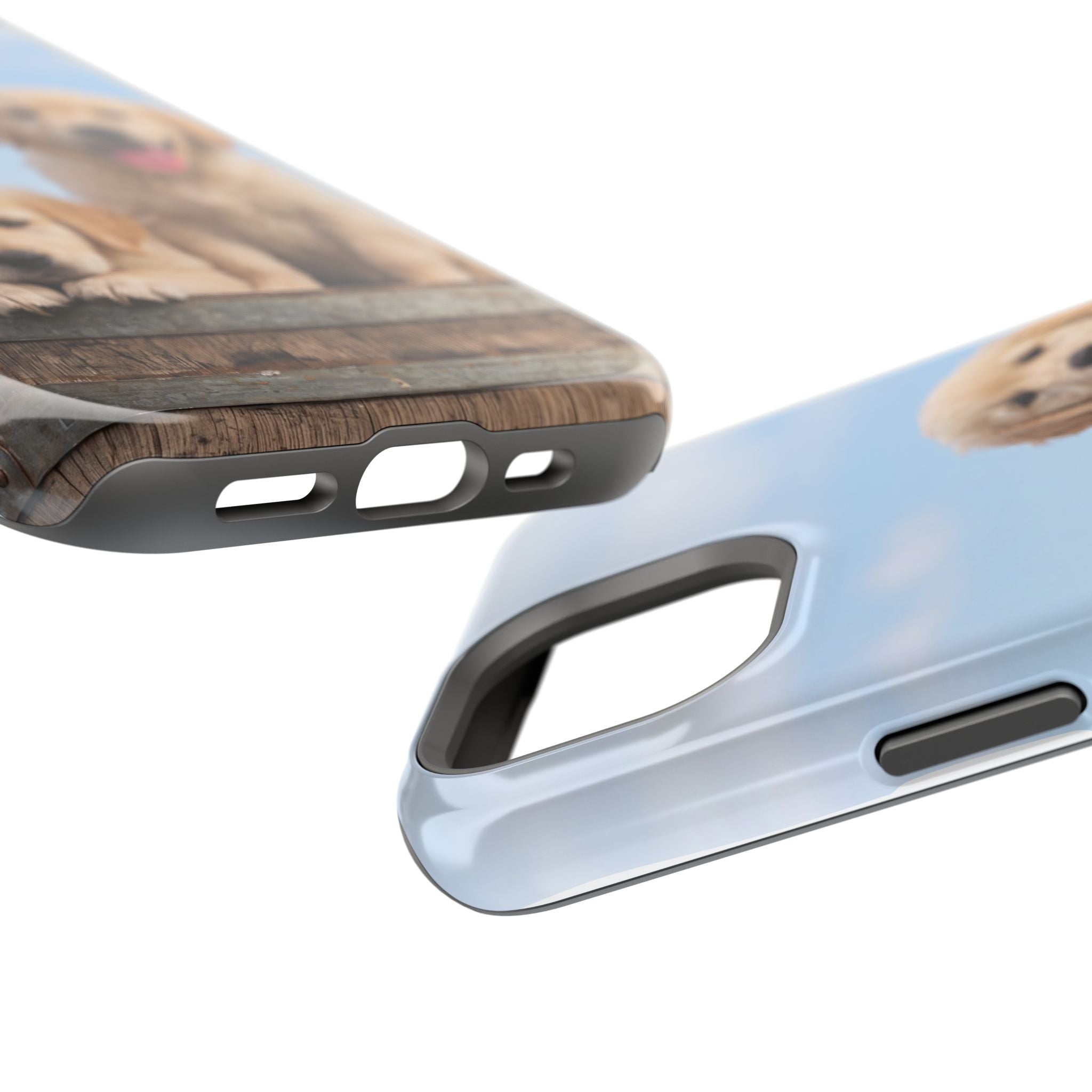 Golden Retriever Puppy Duo Phone Case — Impact-Resistant Wireless Charging Cover