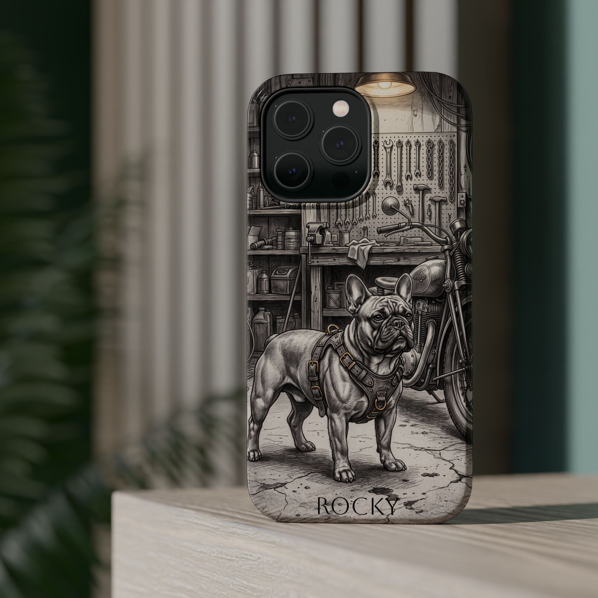 Personalized French Bulldog Vintage Street Phone Case — Wireless Charging Cover