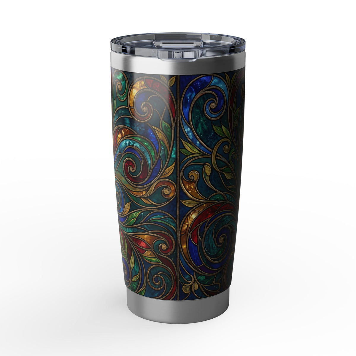 Horse Tumbler | Stained Glass Swirl Art — 20 oz Stainless Travel Mug