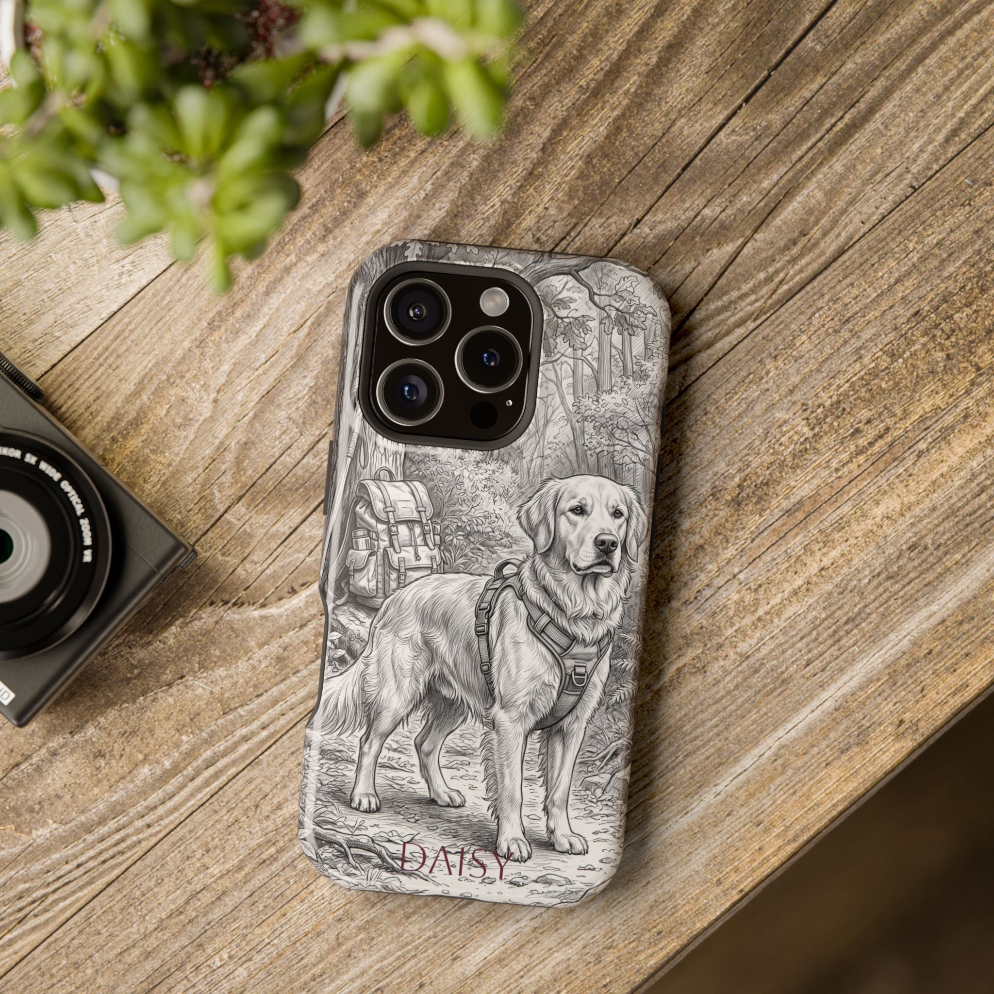 Personalized Golden Retriever Woodland Trail Phone Case — Wireless Charging Cover