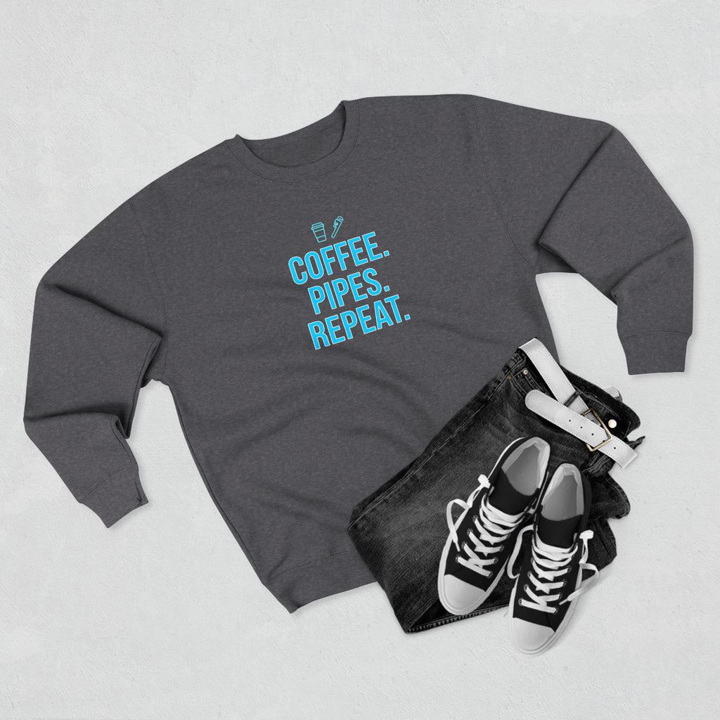 Coffee Pipes Repeat Plumber Sweatshirt | Funny Plumber Gift Crewneck