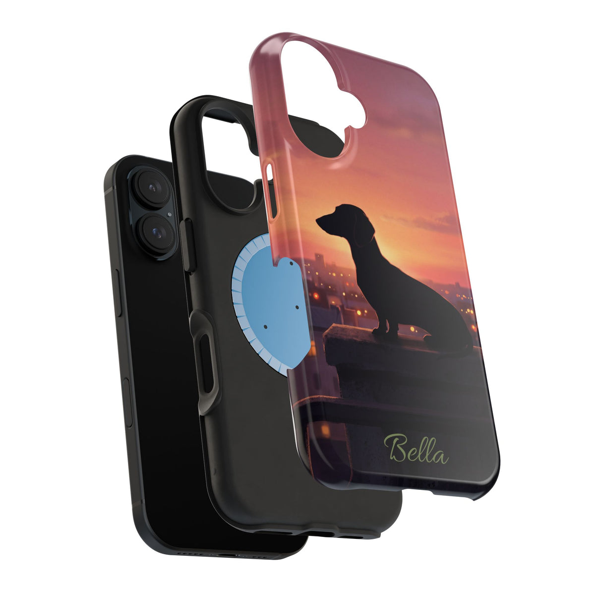 Personalized Dachshund Rooftop Sunset Phone Case — Wireless Charging Cover