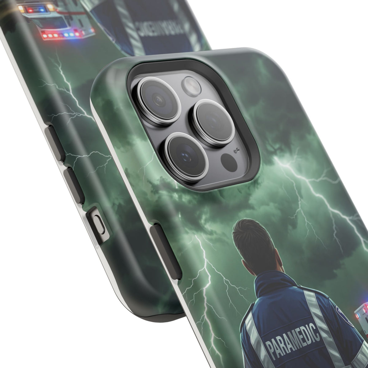 Paramedic Green Storm Phone Case — Magnetic Wireless Charging Cover
