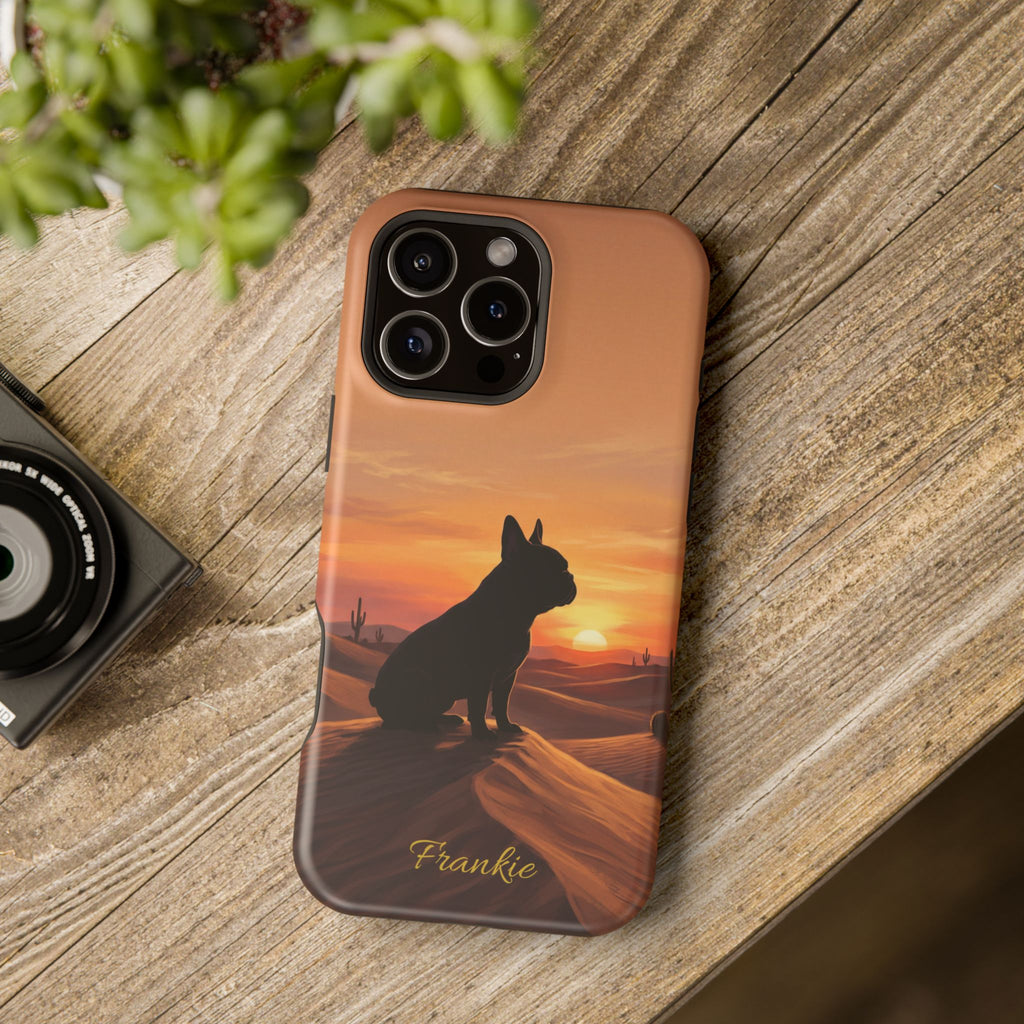 Personalized French Bulldog Desert Sunset Phone Case — Wireless Charging Cover