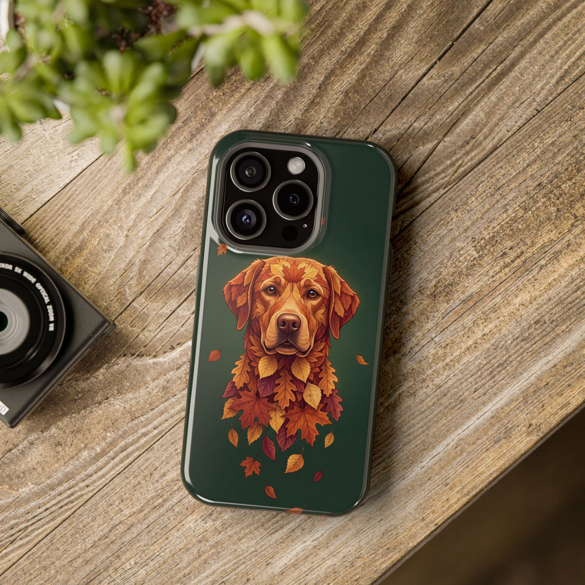 Autumn Leaves Labrador Phone Case — Tough Magnetic Case with Wireless Charging