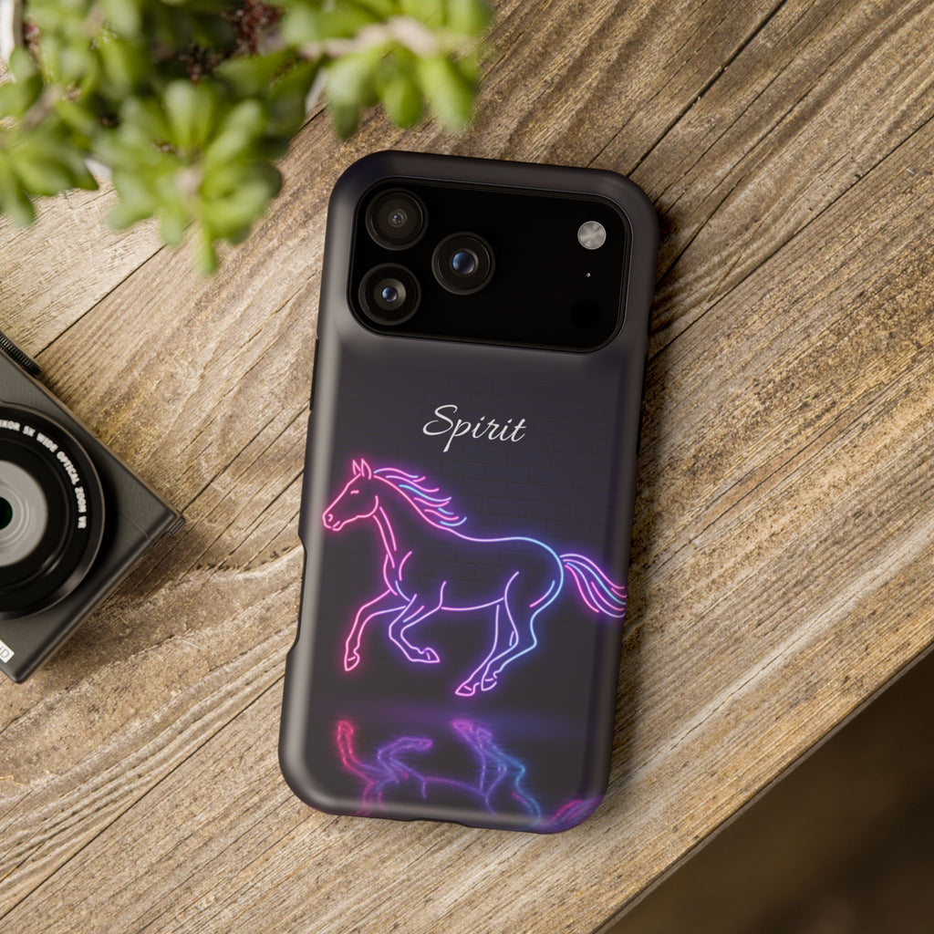 Personalized Neon Glow Horse Phone Case — Tough Magnetic Case with Wireless Charging