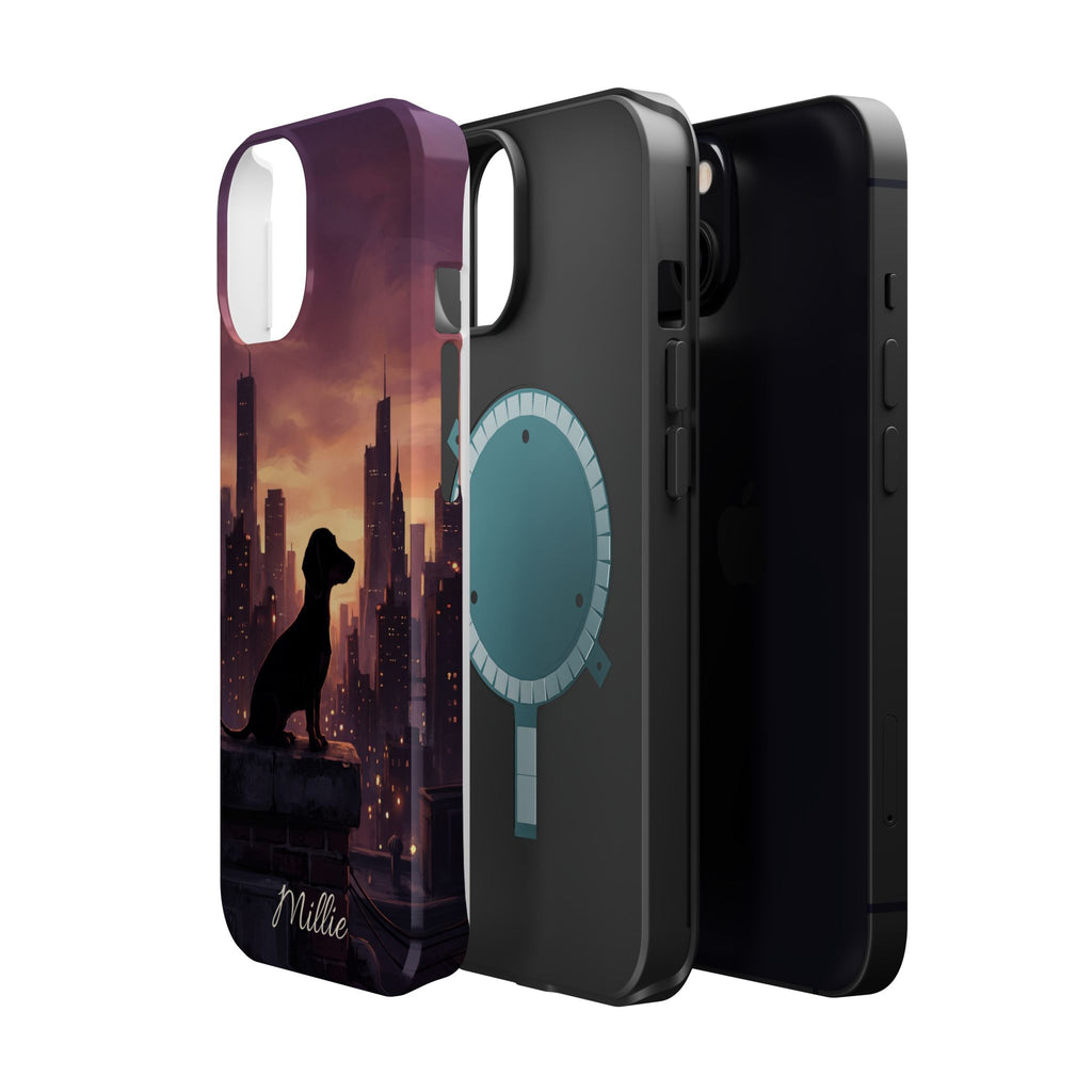 Personalized Dachshund City Skyline Phone Case — Wireless Charging Cover