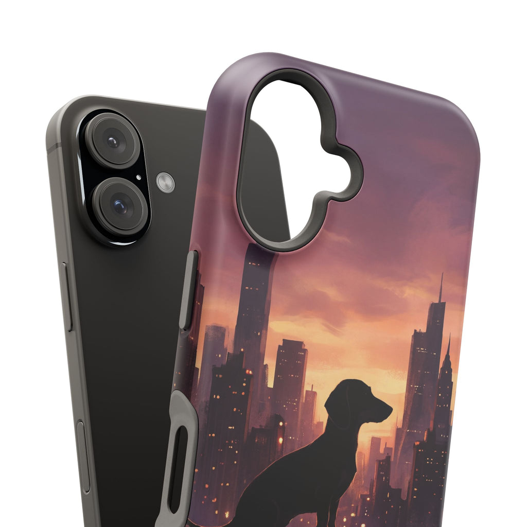 Personalized Dachshund City Skyline Phone Case — Wireless Charging Cover