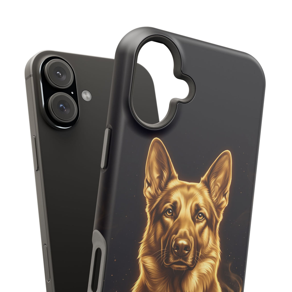 German Shepherd Phone Case | Personalized Gold Glow Art — Tough Magnetic Case with Wireless Charging