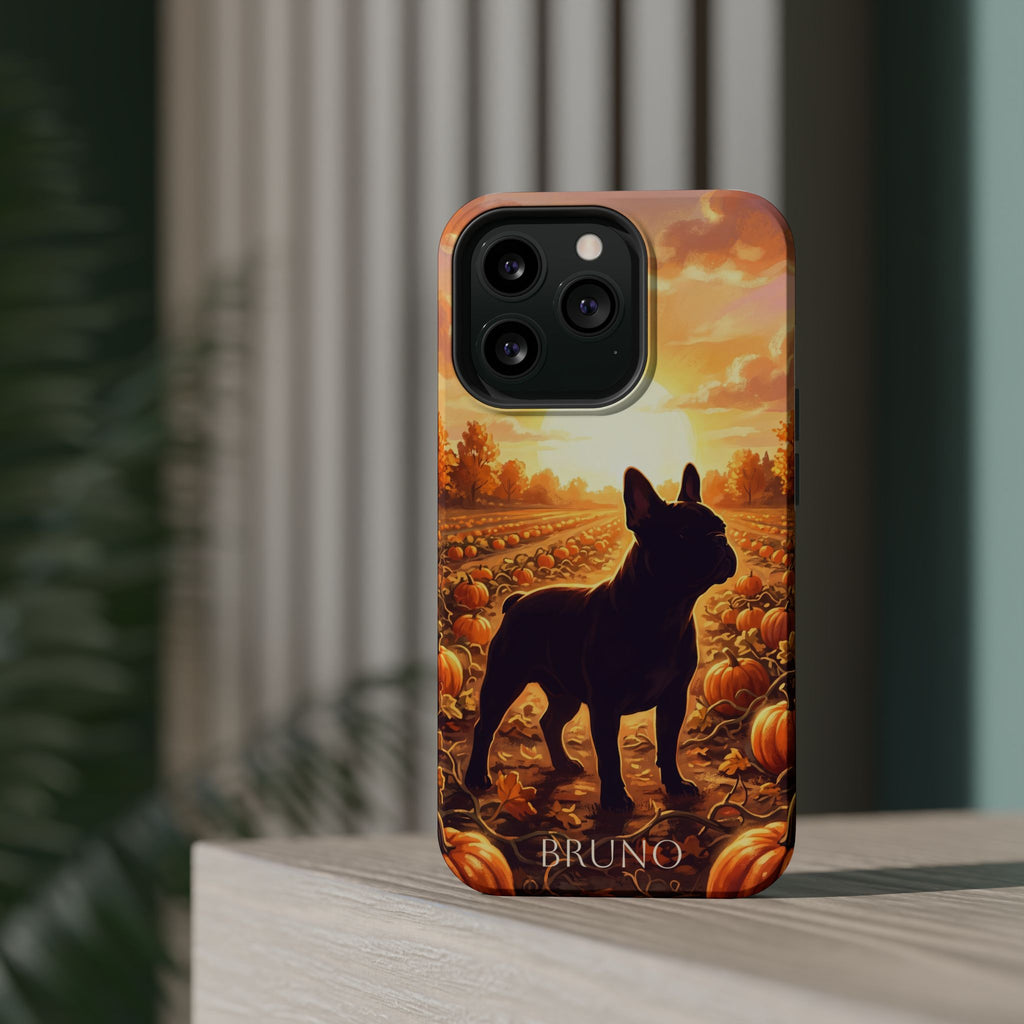 Personalized French Bulldog Pumpkin Patch Phone Case — Wireless Charging Cover
