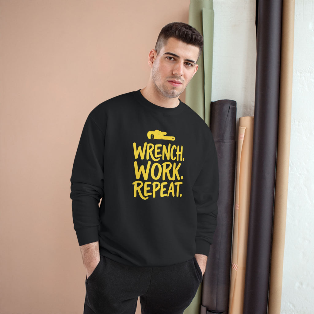 Wrench Work Repeat Plumber Sweatshirt | Funny Plumber Gift Crewneck