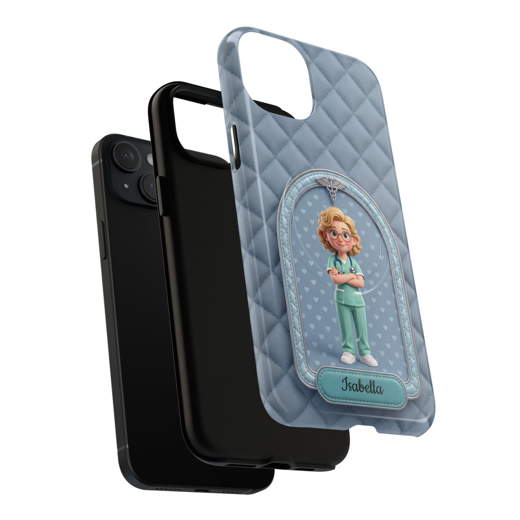 Personalized Nurse Phone Case | Quilted Badge Design, Custom Name iPhone Case