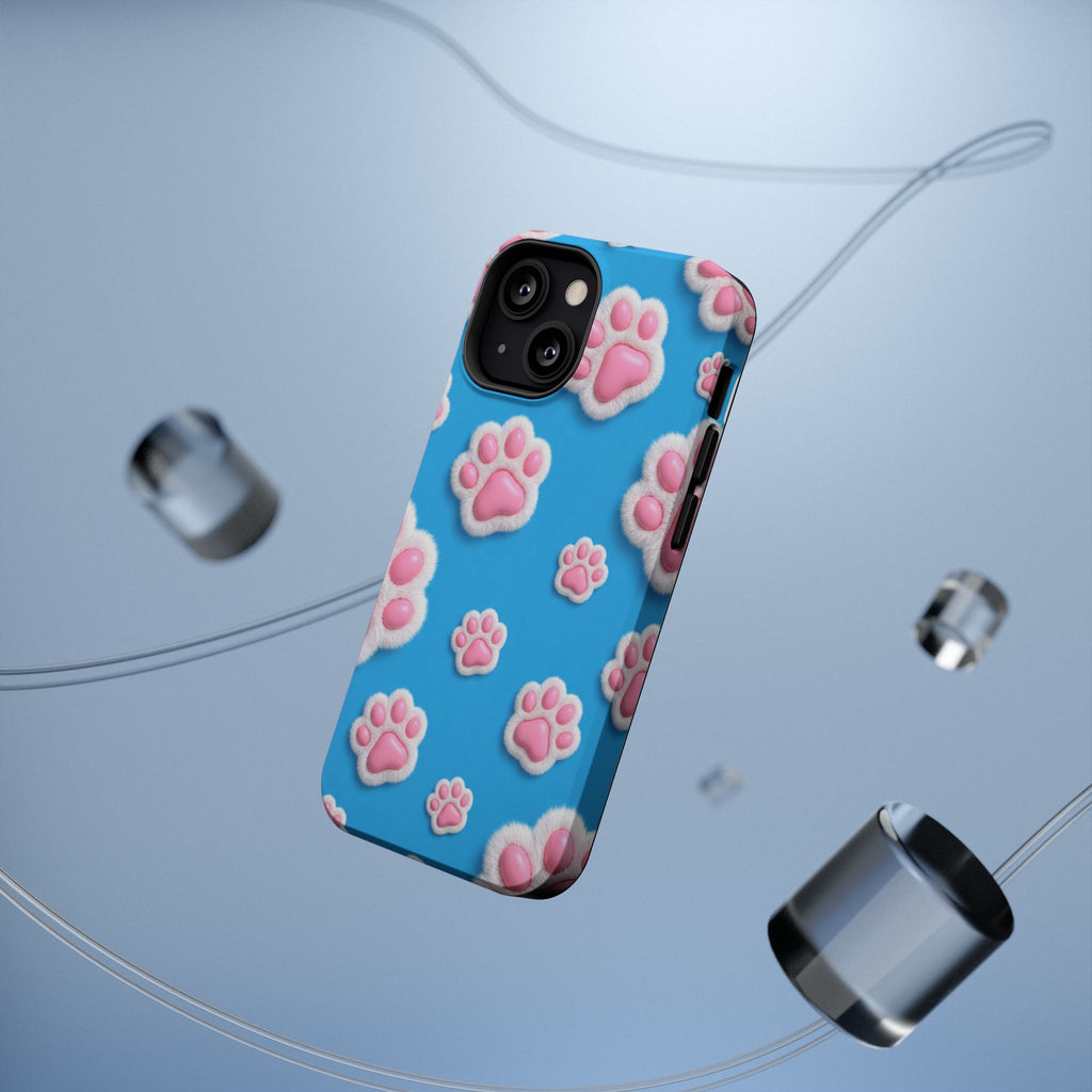 Fluffy Paw Print Phone Case | Cute 3D Pink Paw Pattern Case for Dog & Cat Lovers | iPhone & Samsung