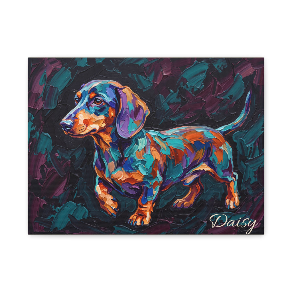 Dachshund Personalized Canvas | Palette Knife Painting Wall Art