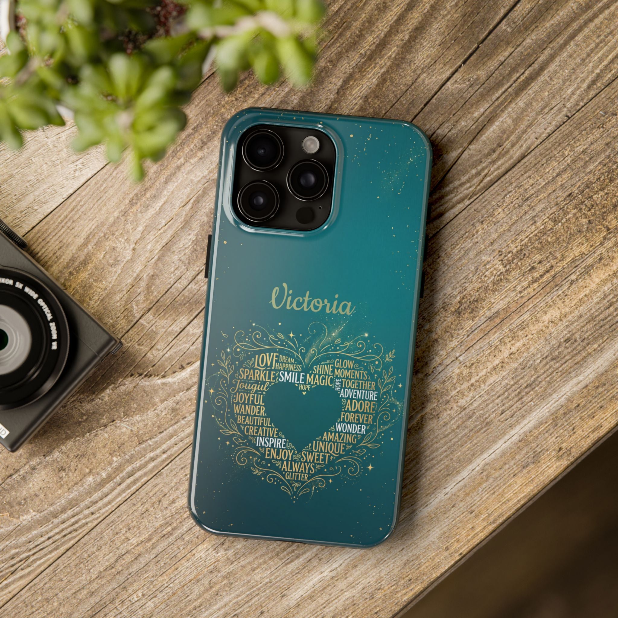Personalized Teacher Phone Case — Custom Name Heart Word Art Design