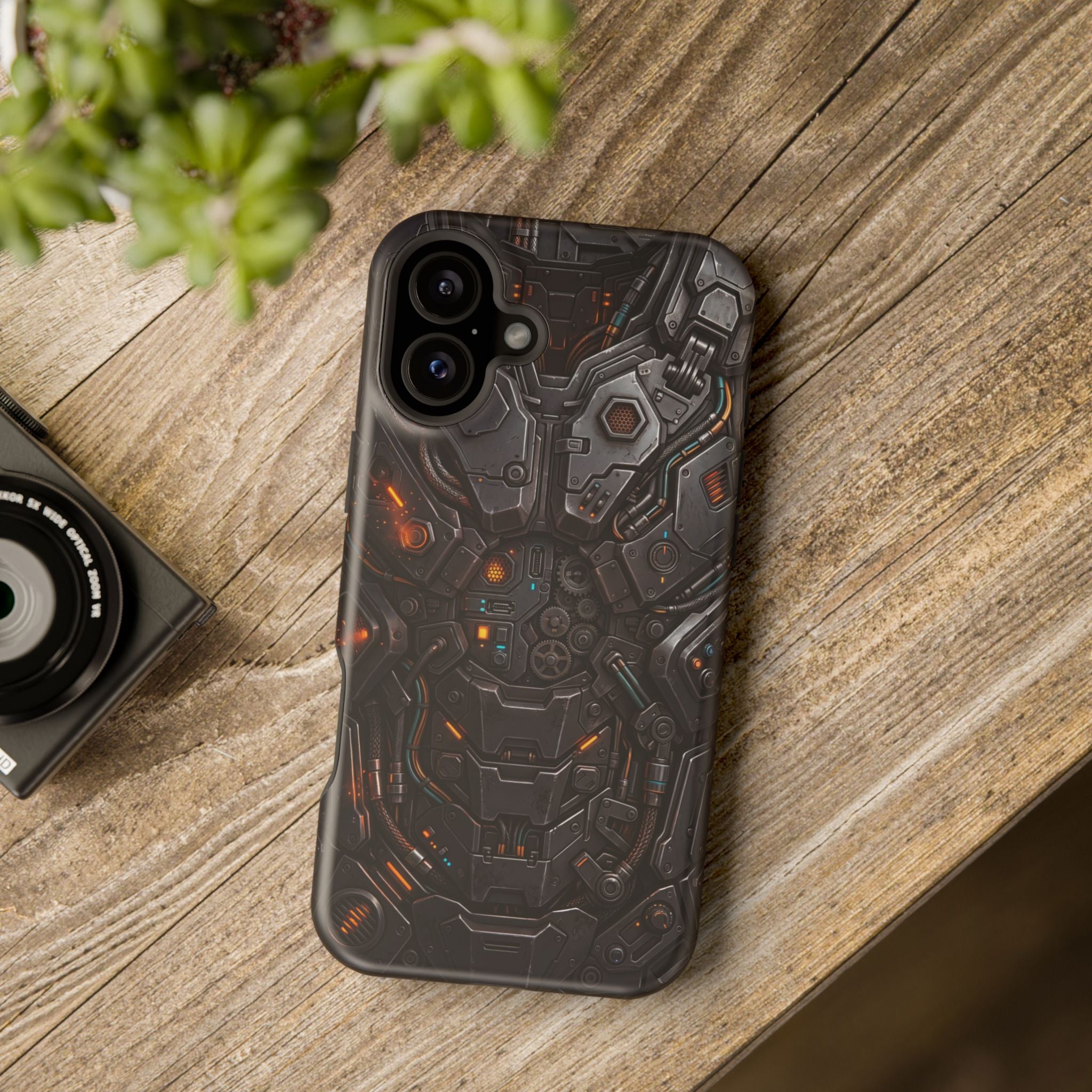 Mech Armor Phone Case — Industrial Circuit Wireless Charging Cover