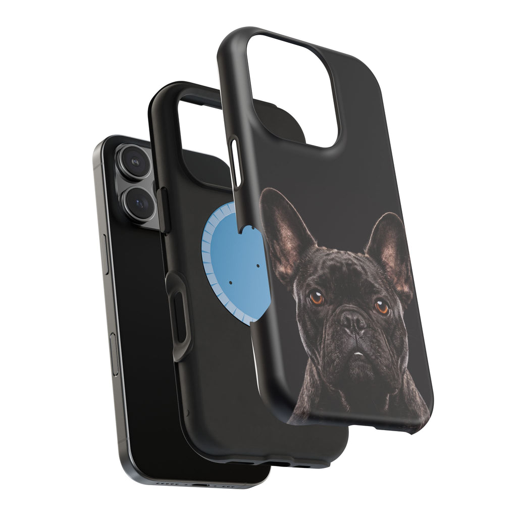 Black French Bulldog Phone Case — Impact-Resistant Wireless Charging Cover