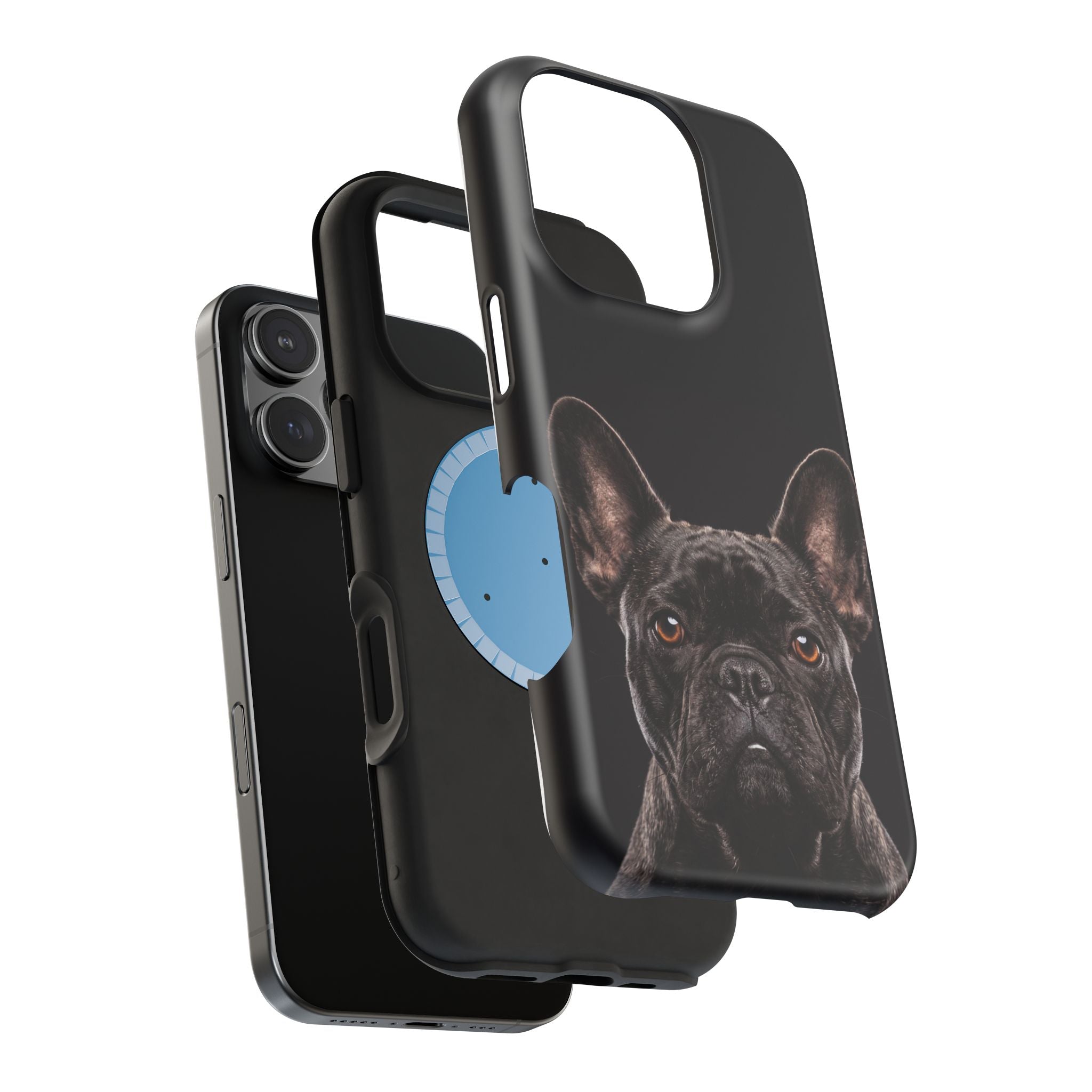 Black French Bulldog Phone Case — Impact-Resistant Wireless Charging Cover