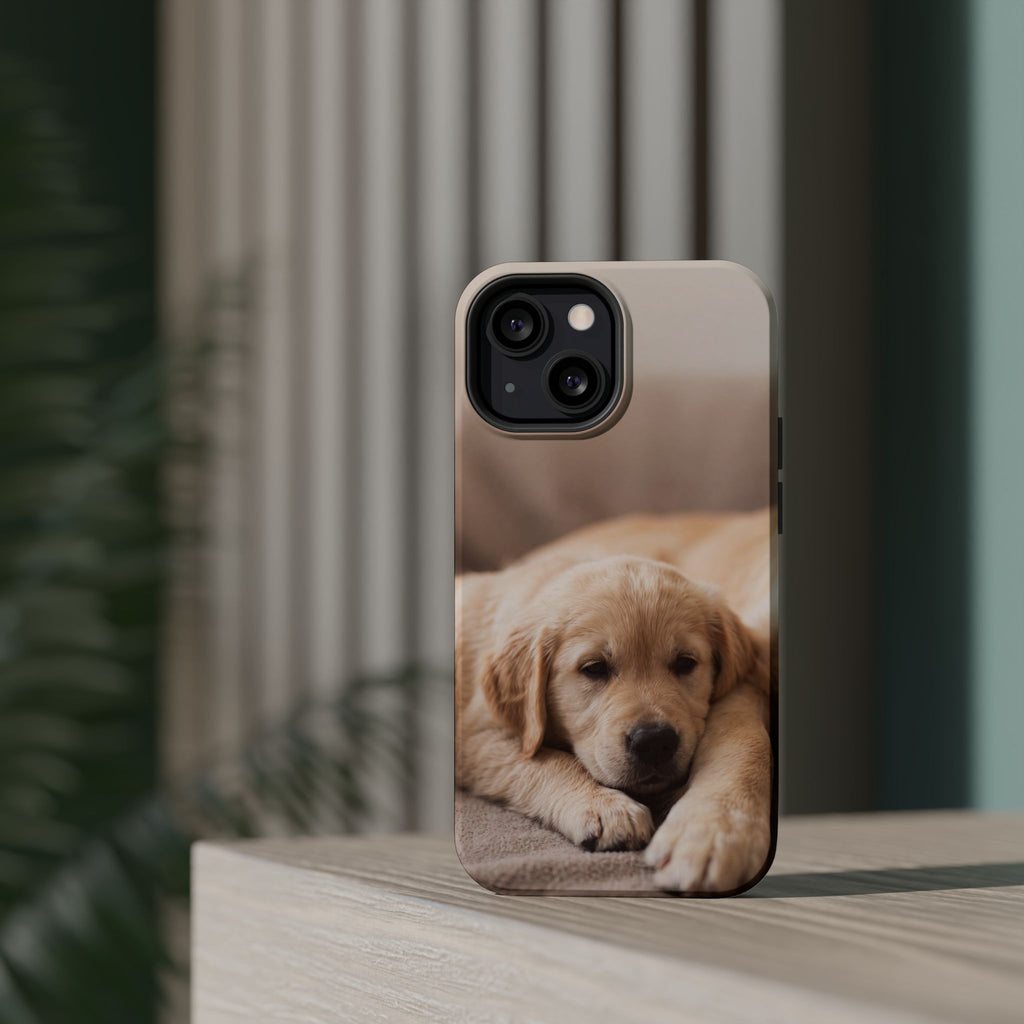 Golden Retriever Puppy Phone Case — Impact-Resistant Wireless Charging Cover