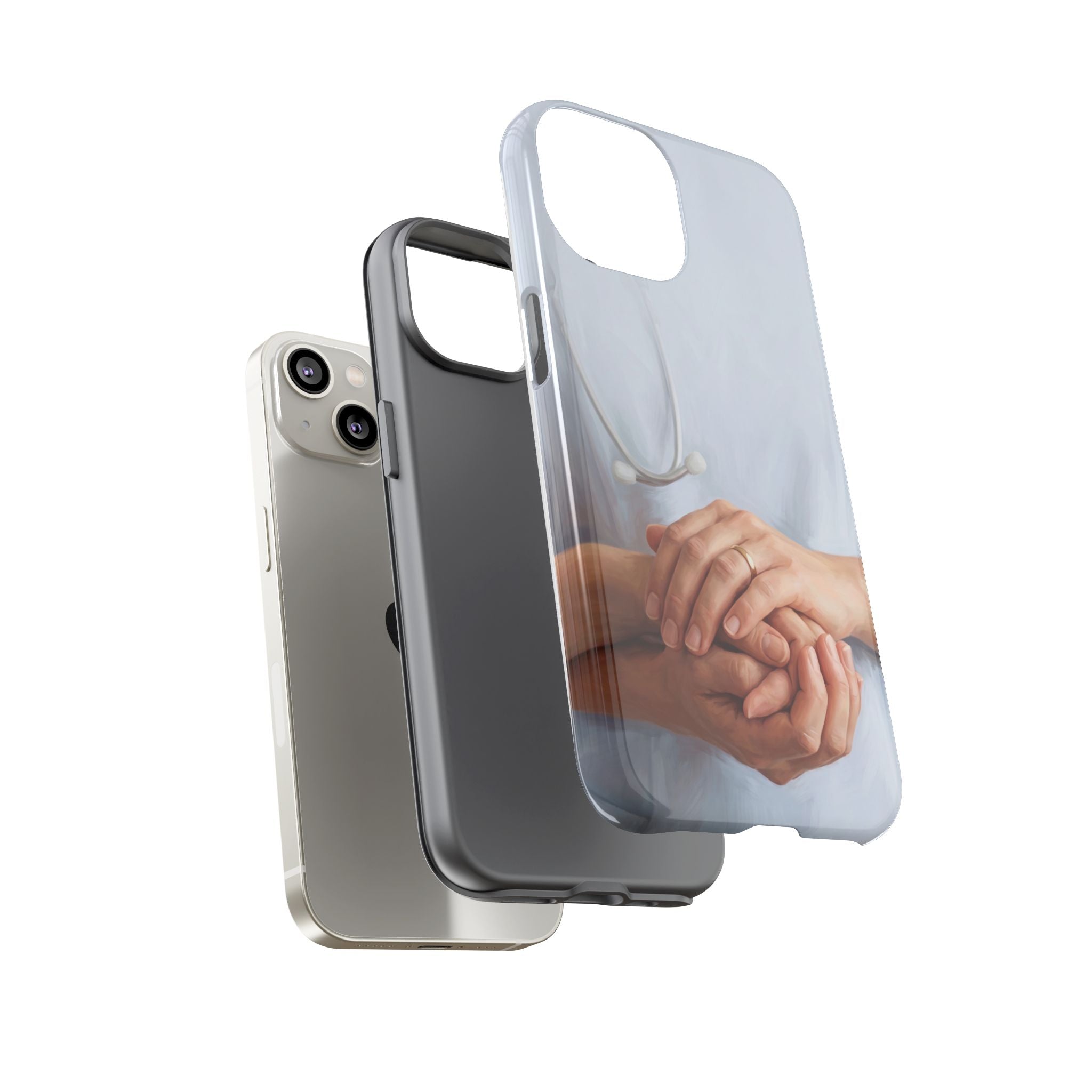 Nurse's Comforting Hands Phone Case | Caring Hands & Stethoscope Illustration | iPhone & Samsung