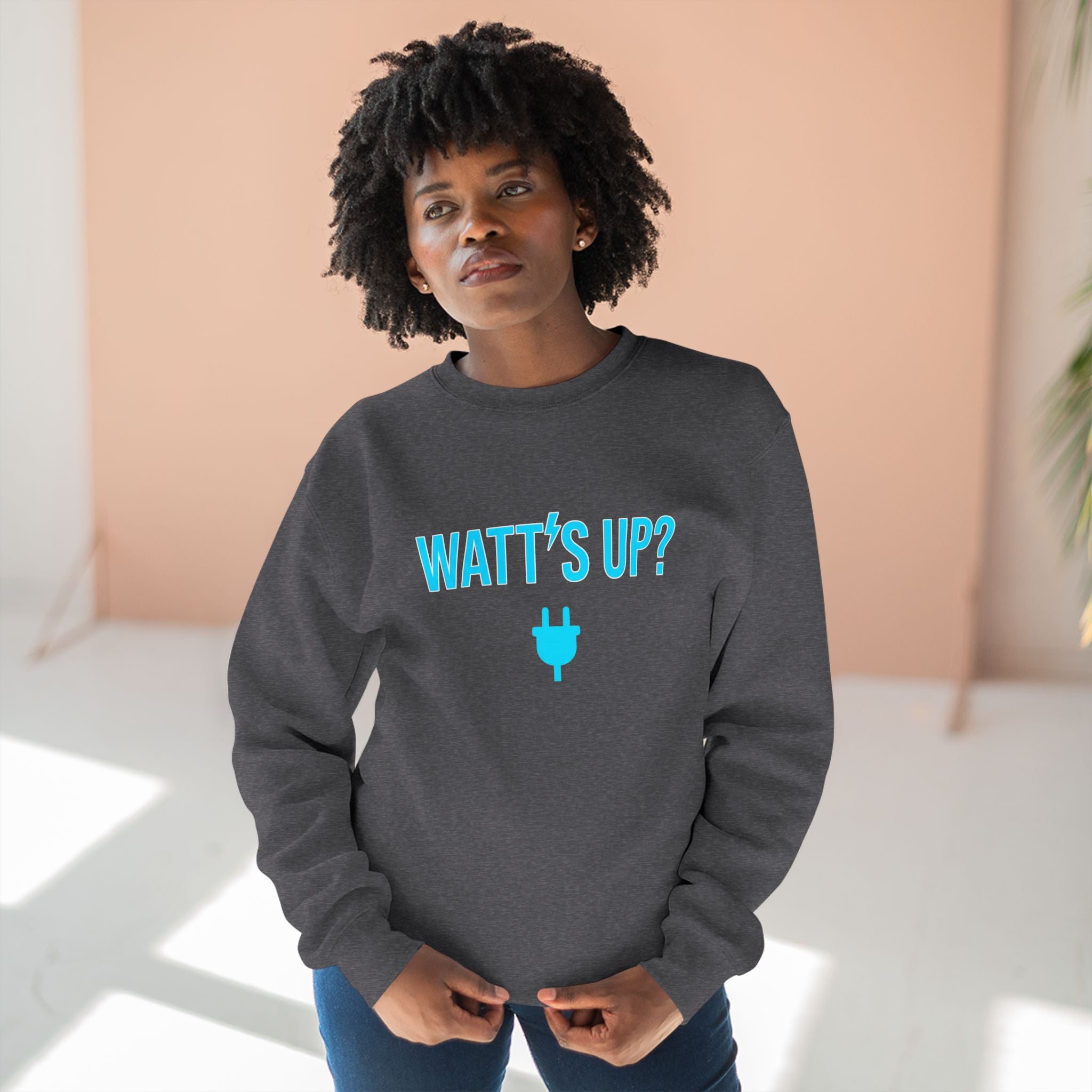 Watt's Up Electrician Sweatshirt | Funny Electrician Gift Crewneck