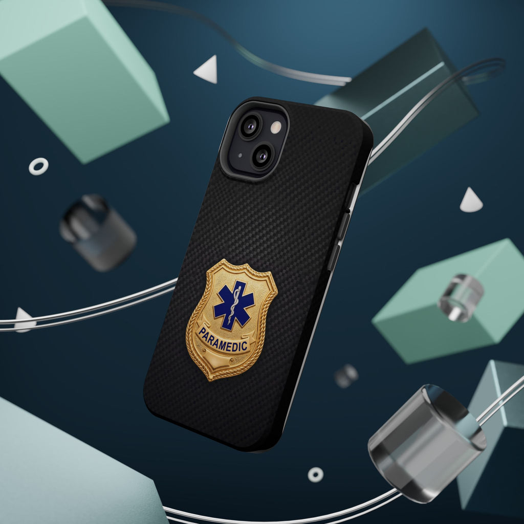 Gold Paramedic Badge Black Phone Case — Magnetic Wireless Charging Cover