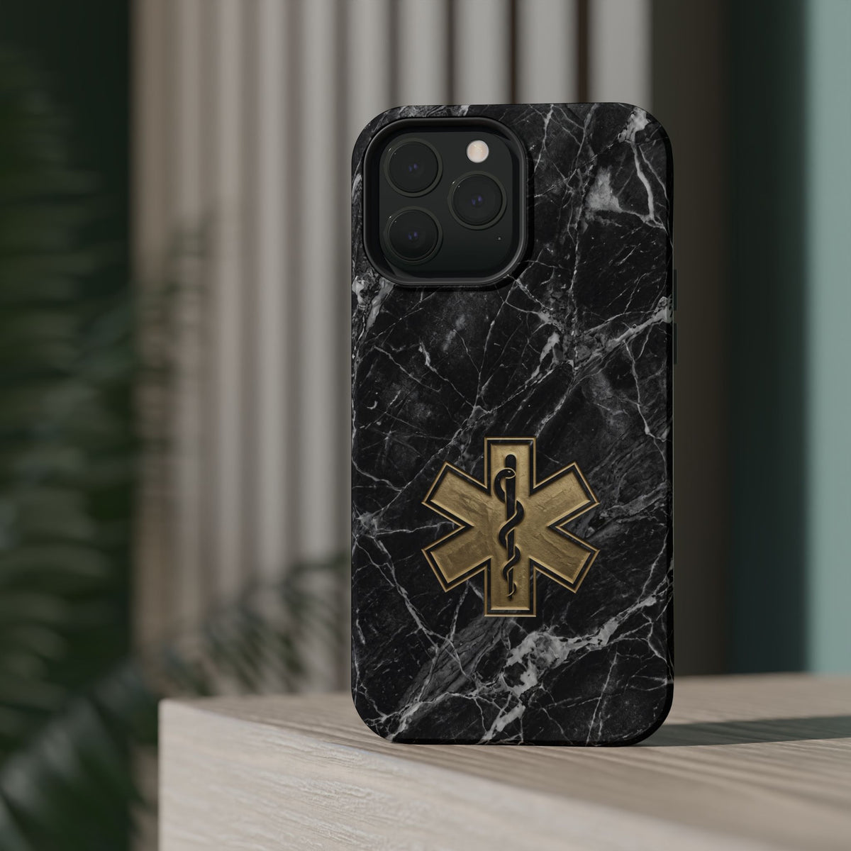 Paramedic/EMT Marble Phone Case — Magnetic Wireless Charging Cover