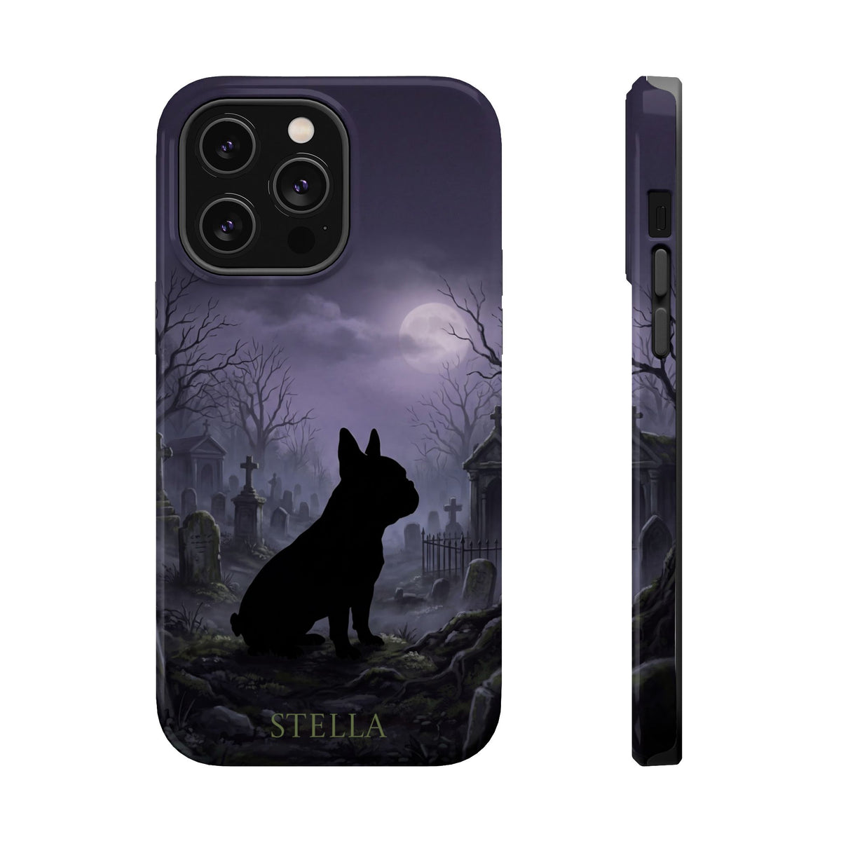 Personalized French Bulldog Moonlit Graveyard Phone Case — Wireless Charging Cover