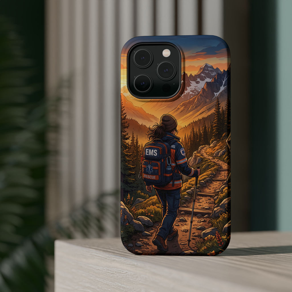 Paramedic/EMT Mountain Phone Case — Magnetic Wireless Charging Cover
