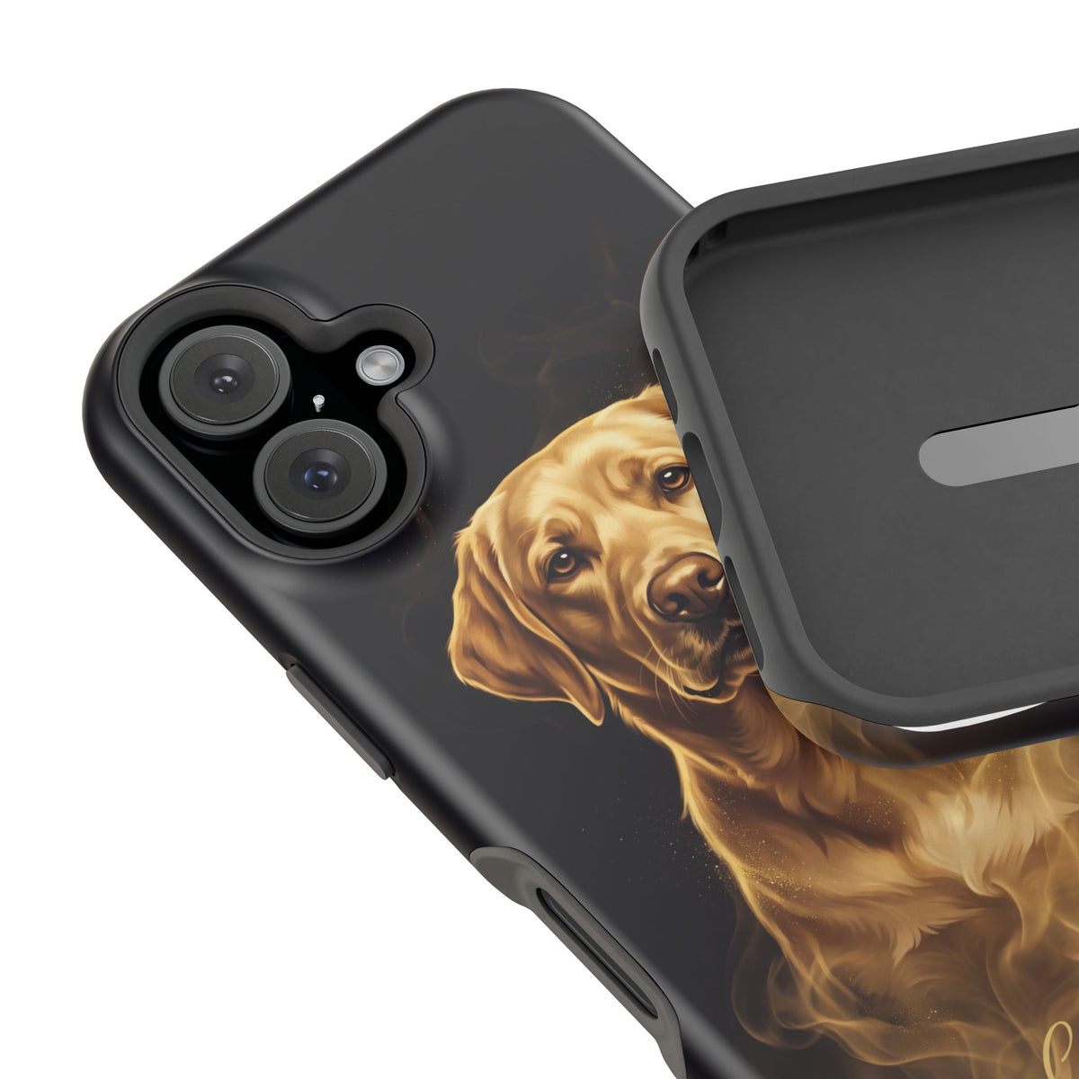Personalized Gold Smoke Labrador Phone Case — Tough Magnetic Case with Wireless Charging