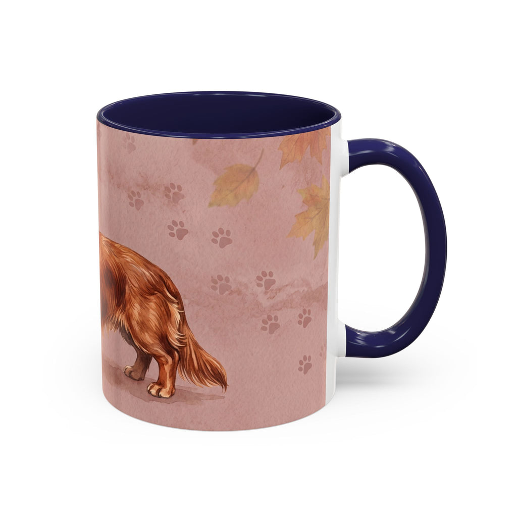Dachshund Lover Mug | Long-Haired Wiener Dog with Plaid Bandana, Dusty Rose Watercolor Dog Gift