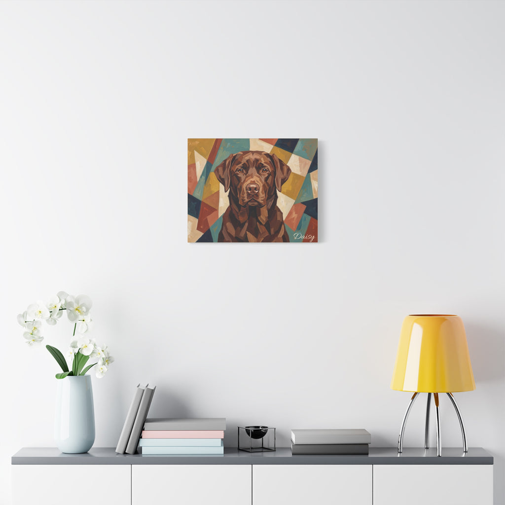 Chocolate Labrador Personalized Canvas | Mid-Century Geometric Wall Art