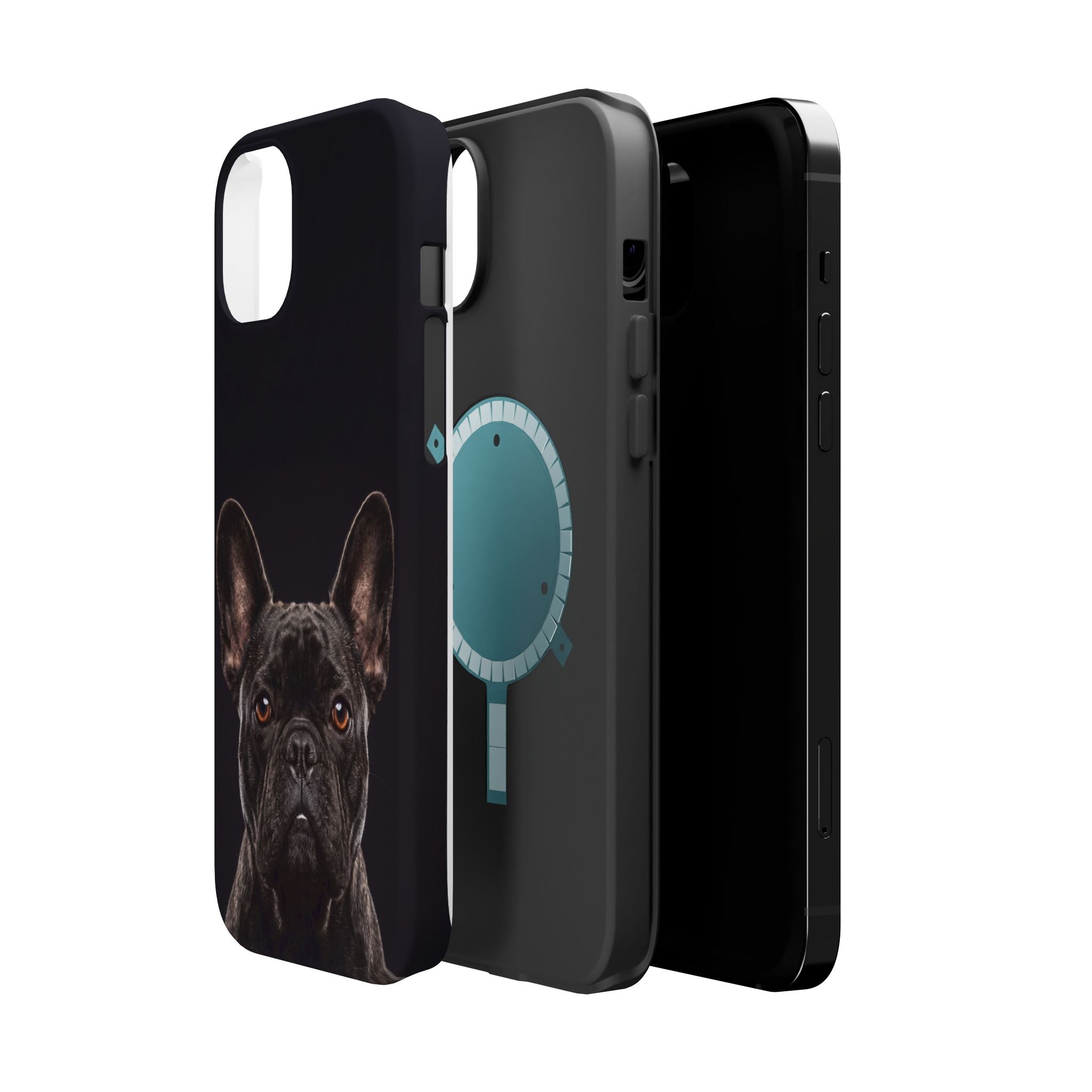 Black French Bulldog Phone Case — Impact-Resistant Wireless Charging Cover