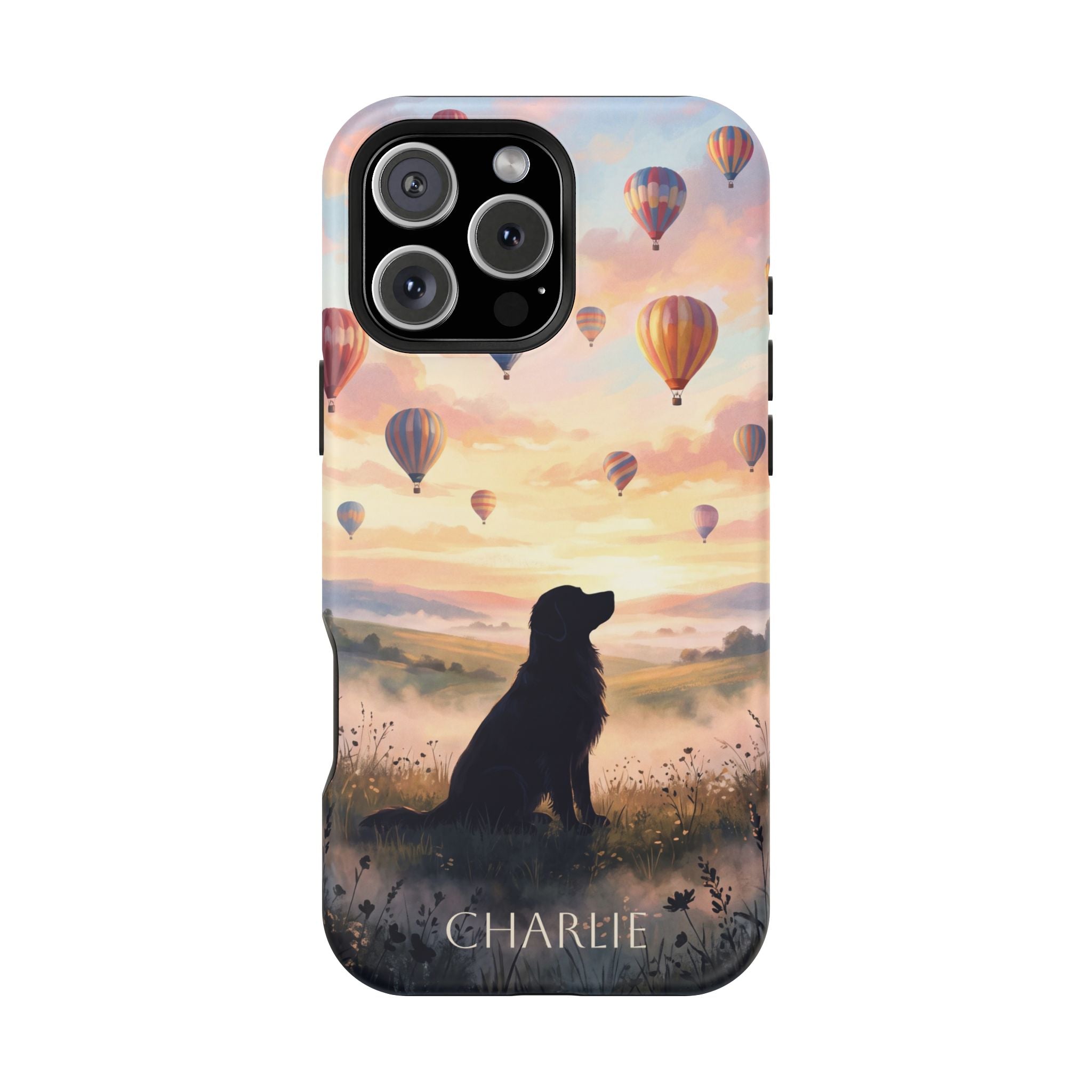 Personalized Golden Retriever Hot Air Balloon Phone Case — Wireless Charging Cover